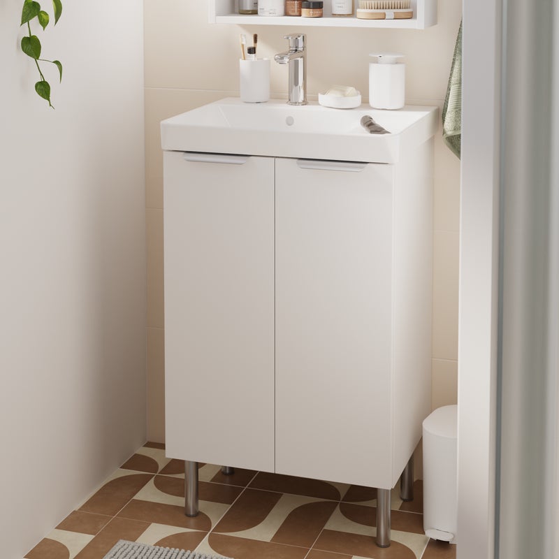 Zestaw szafka umywalkowa stojąca z umywalką 51x42 cm Easy biały mat Sensea