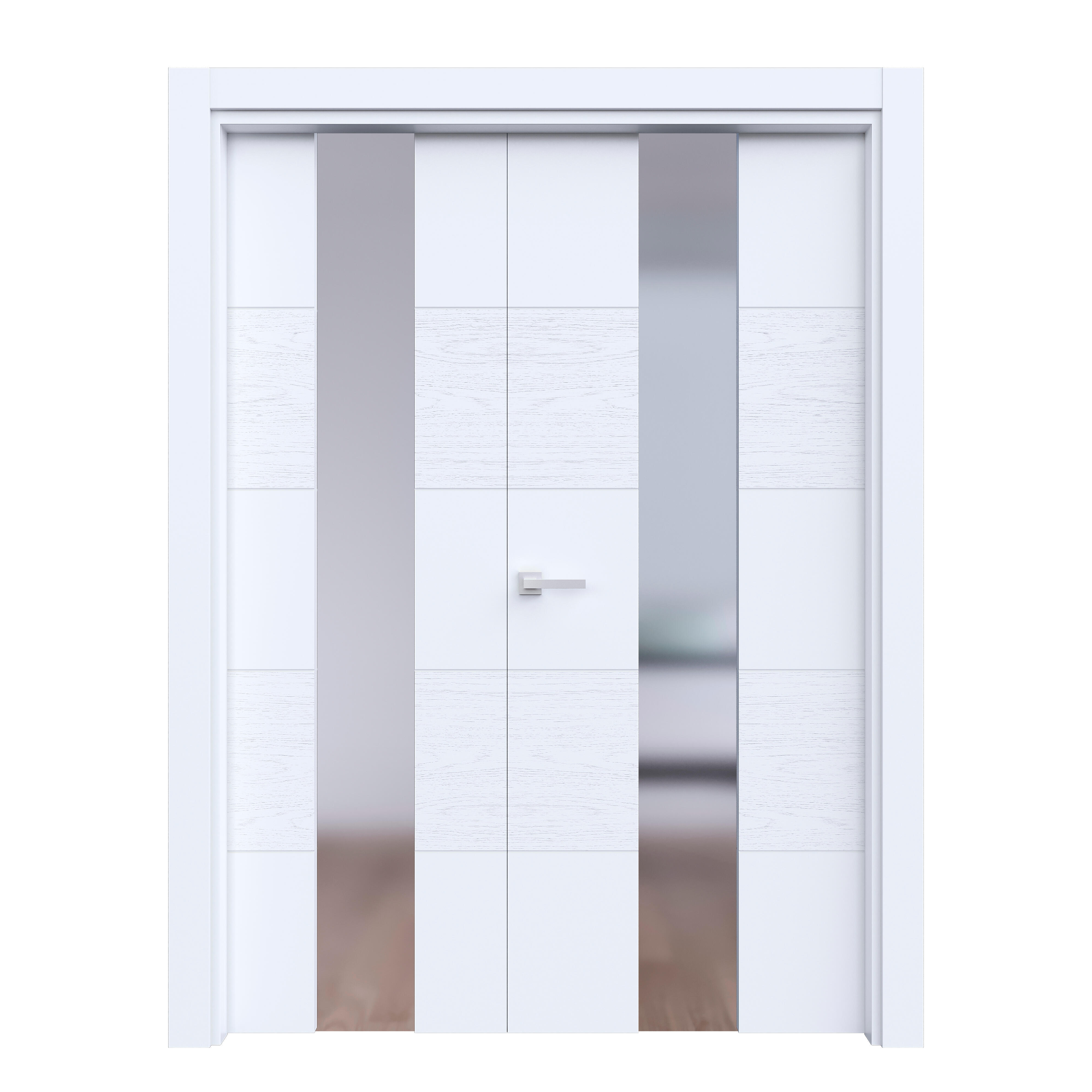 Puerta de interior abatible con fijo cristal maciza lacada tinte castalla vael blanco apertura derecha cerco de 7x3 anchura 125cm