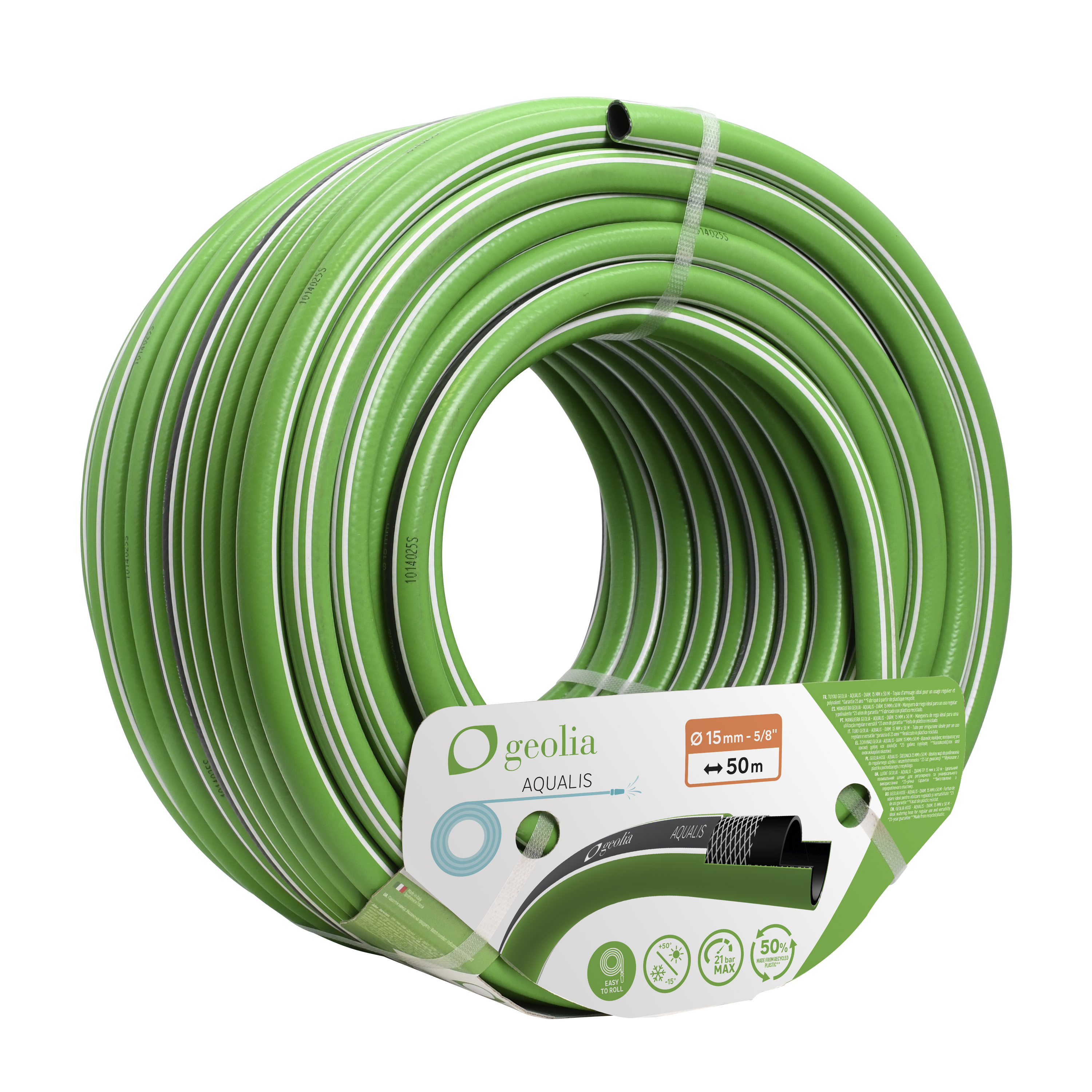Manguera geolia aqualis de pvc de 15 mm de ø y 50 m de longitud