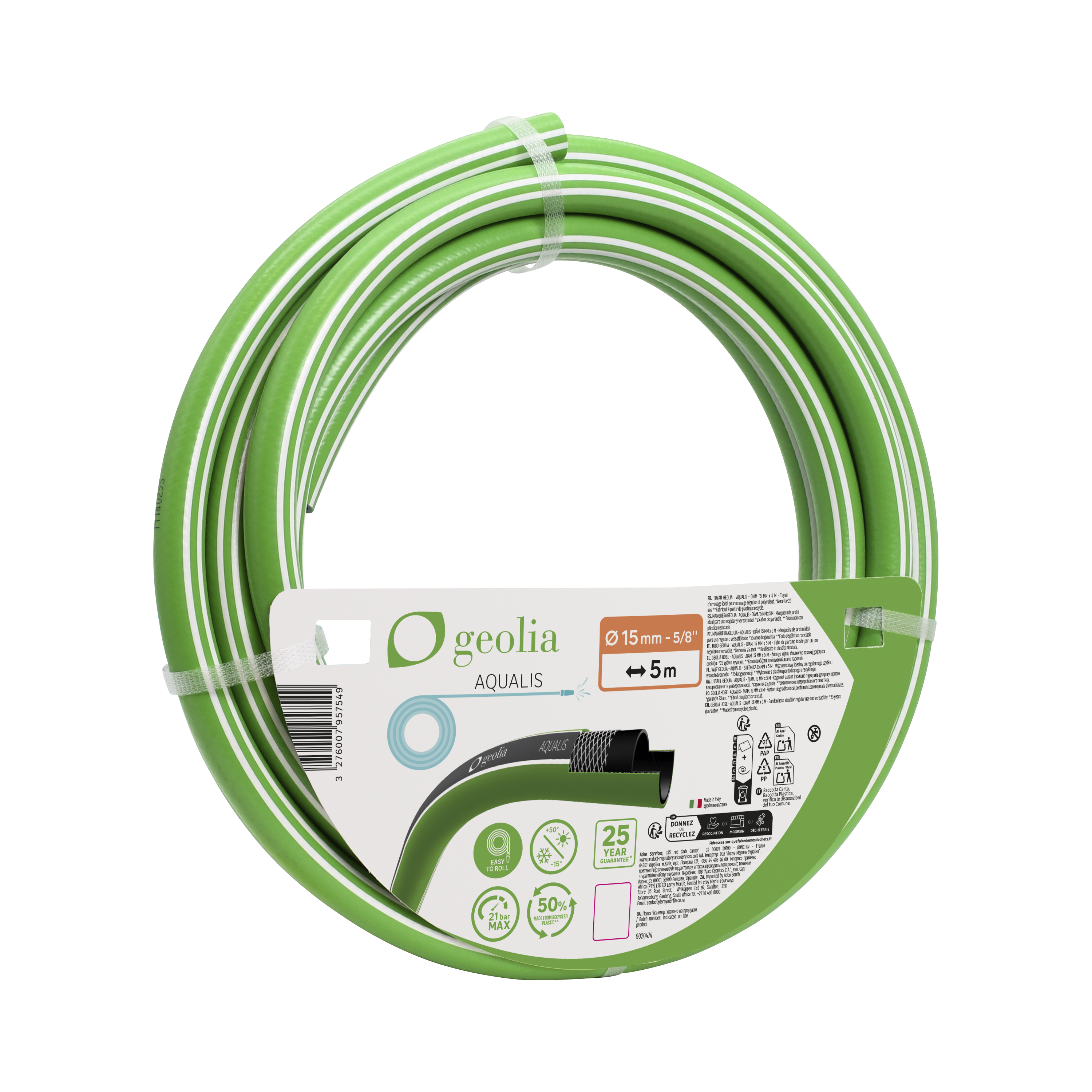 Manguera geolia aqualis de pvc de 15 mm de ø y 5 m de longitud