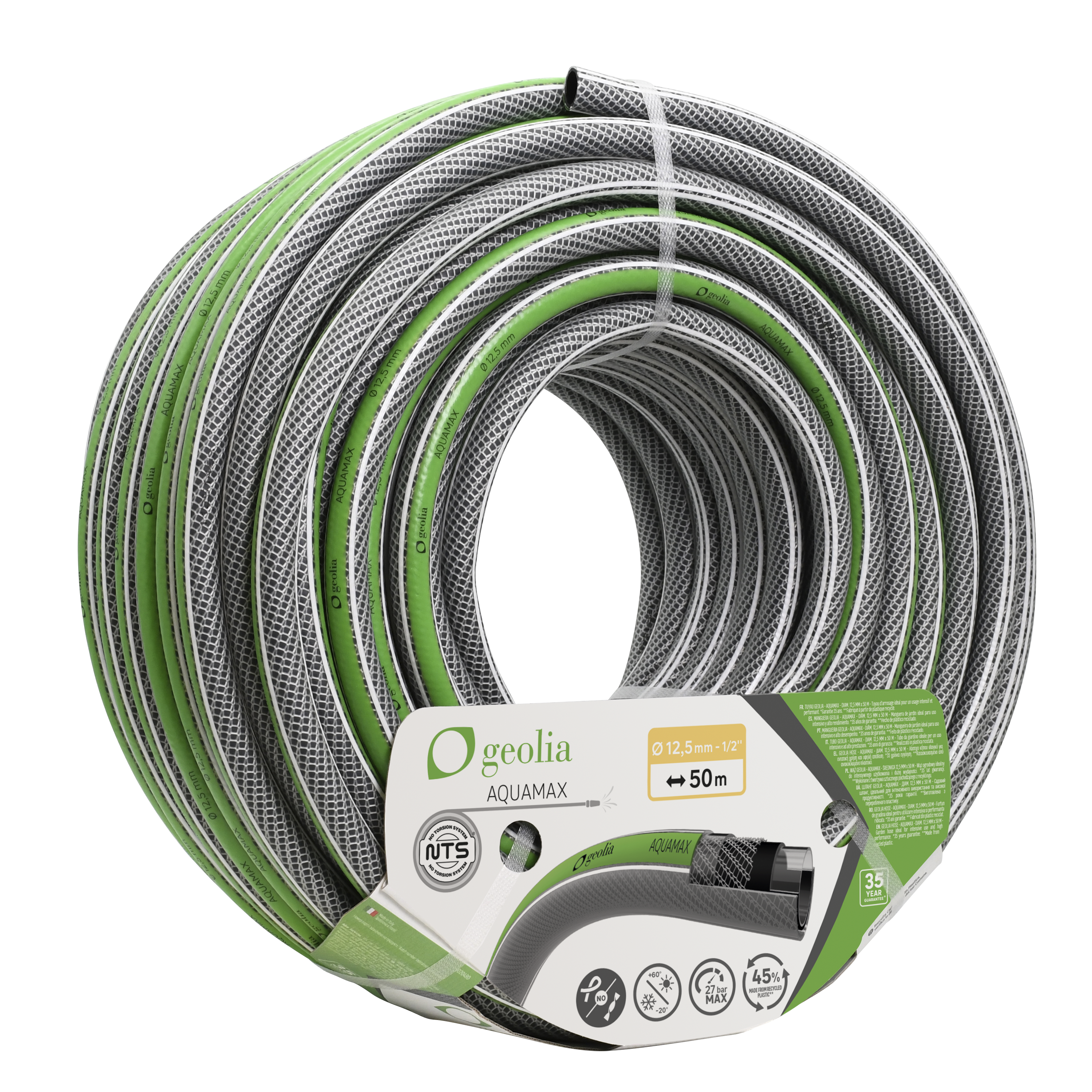 Wąż ogrodowy zapobiegający skręcaniu Aquamax 12,5 mm / 50 m Geolia