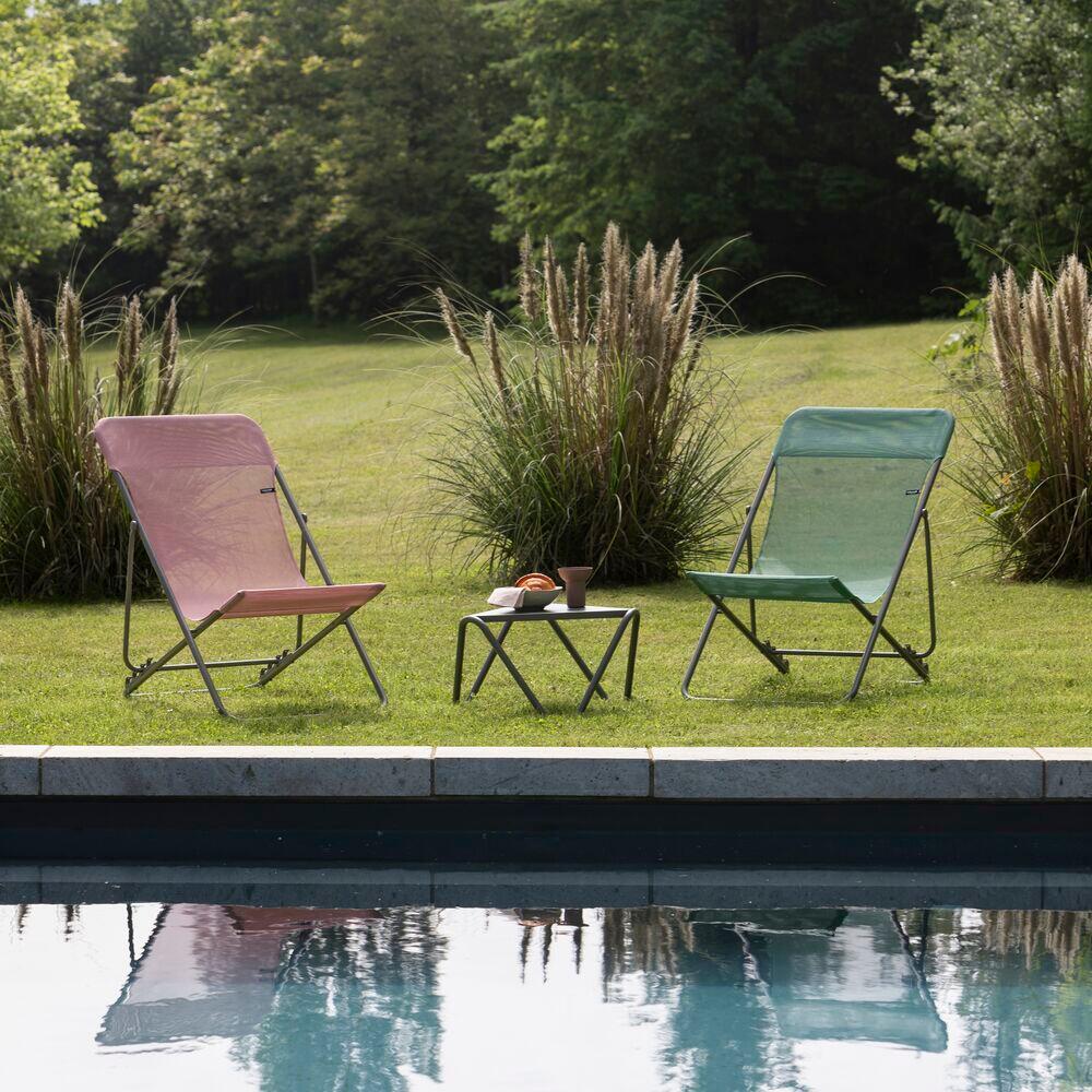 Transat de jardin LAFUMA MOBILIER Maxi transat batyline en acier rose cerisier - 2