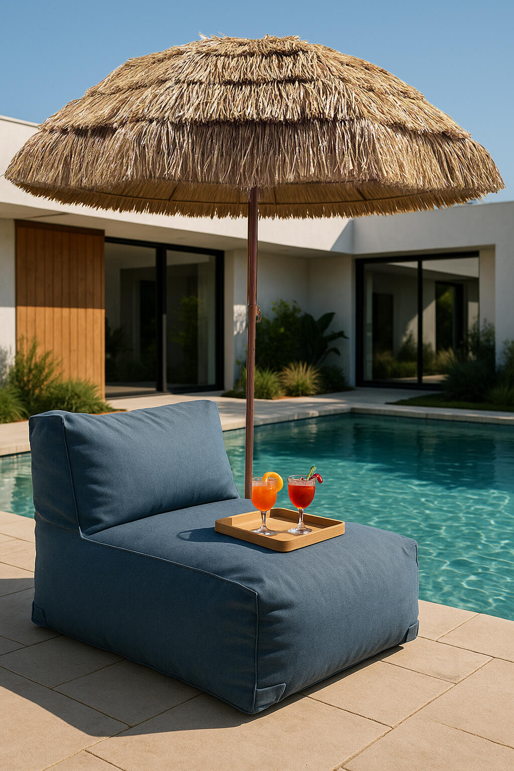 Parasol droit octogonal sable Croisette OVIALA L.195 x l.195 cm - 2