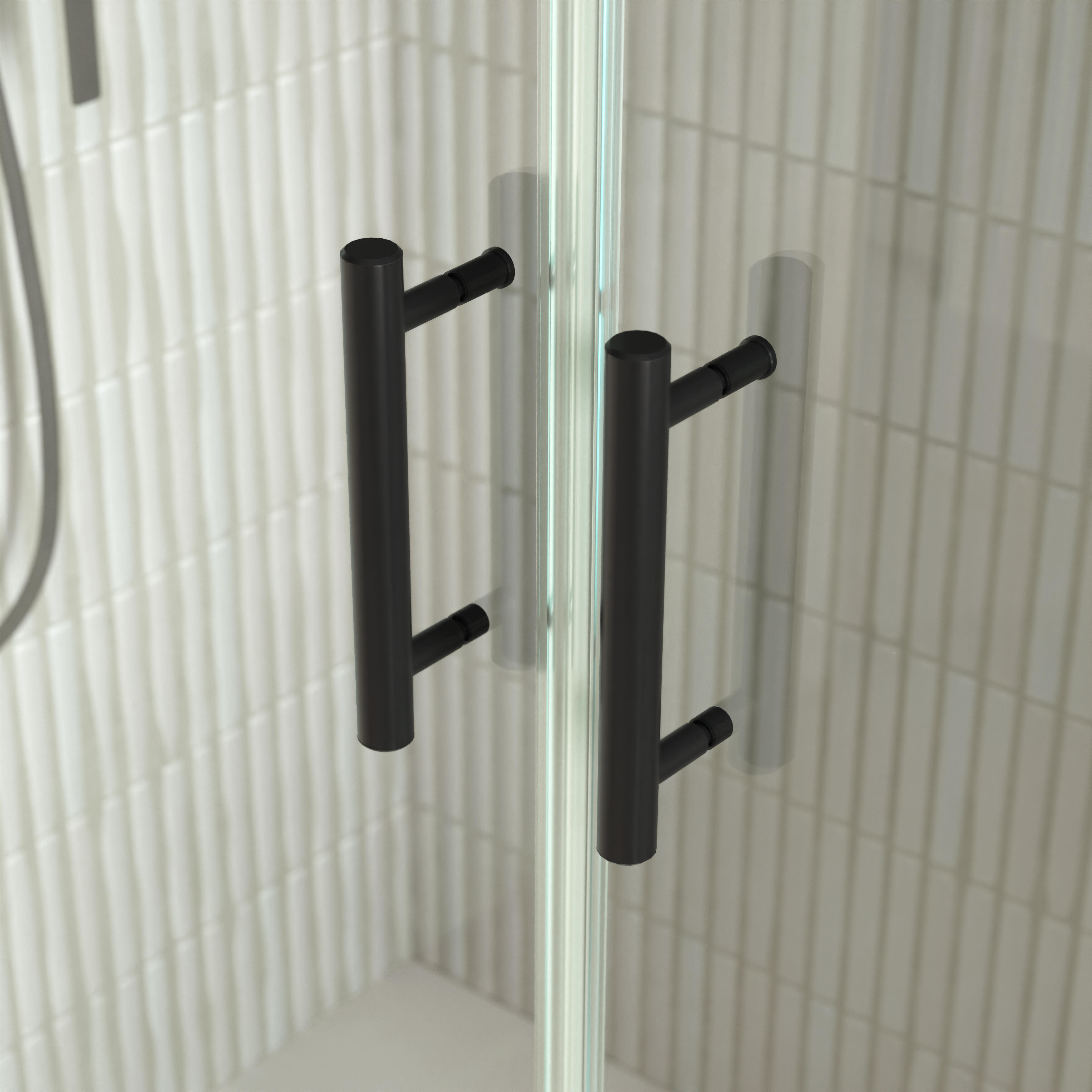 Mampara de ducha frontal 2 fijos + 2 puertas correderas transparentes Alpine perfil aluminio negro (152-162)x200 cm cristal 6mm cierre magnético con guía inferior Roca - 3