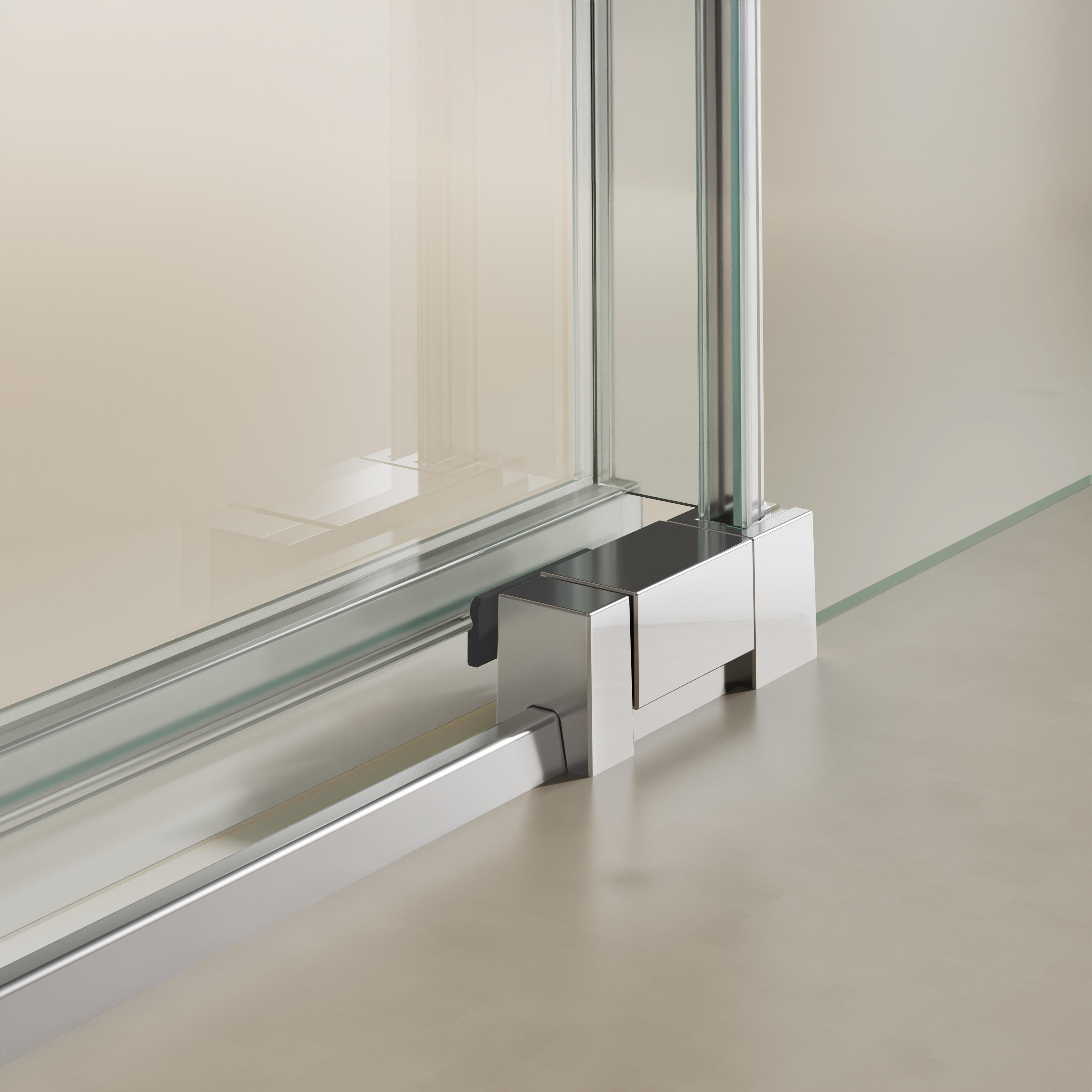 Mampara de ducha frontal 1 fijo + 1 puerta corredera transparente Alpine perfil aluminio cromo (152.1-162)x200 cm cristal 6mm cierre de sobreponer sin guía inferior Roca - 6