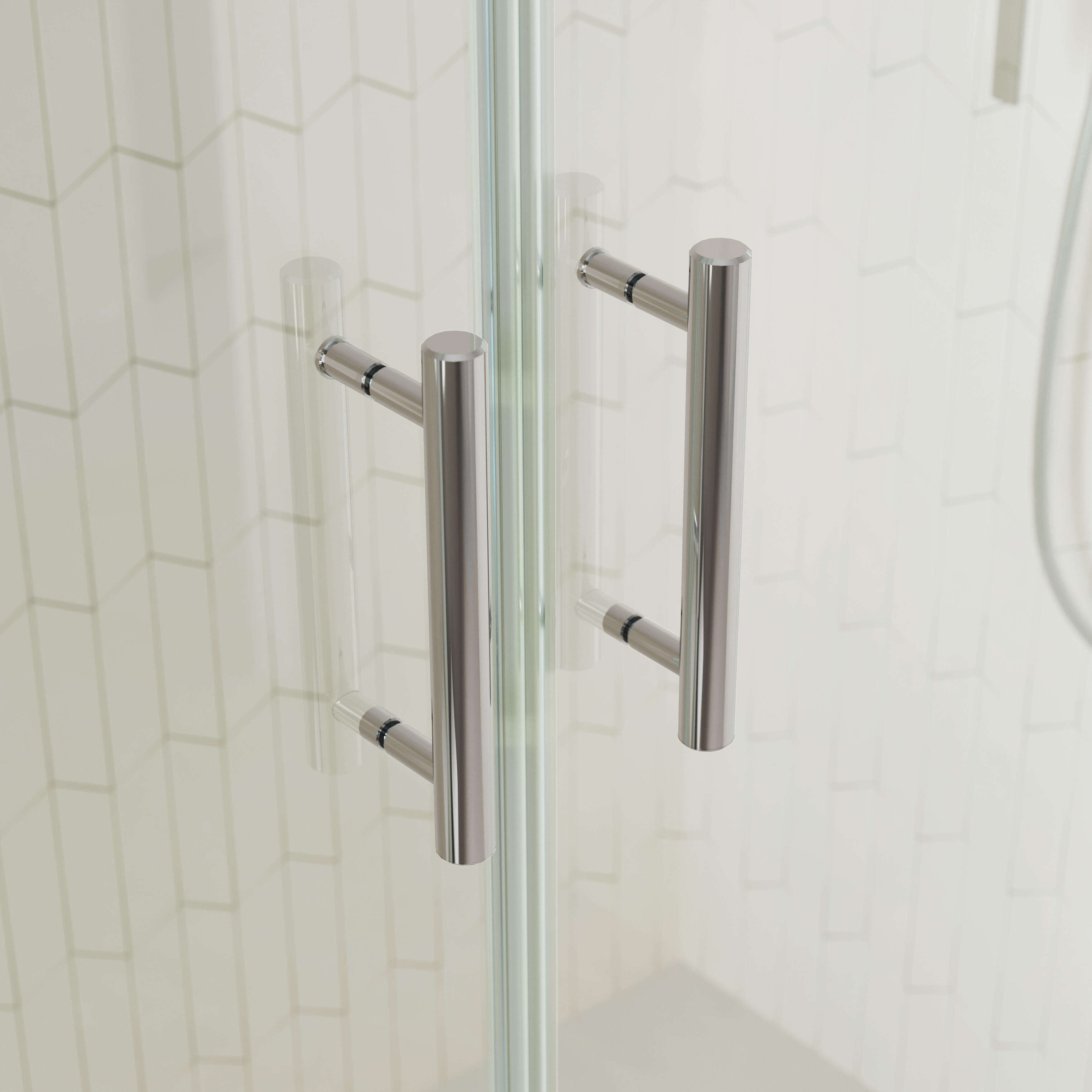 Mampara de ducha frontal 2 fijos + 2 puertas correderas transparentes Alpine 