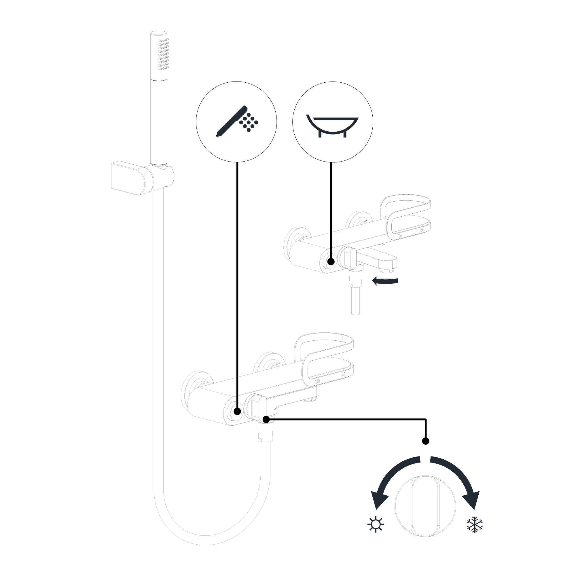 Grifo de bañera monomando STROHM TEKA Lavi blanco mate Antical Latón - 9