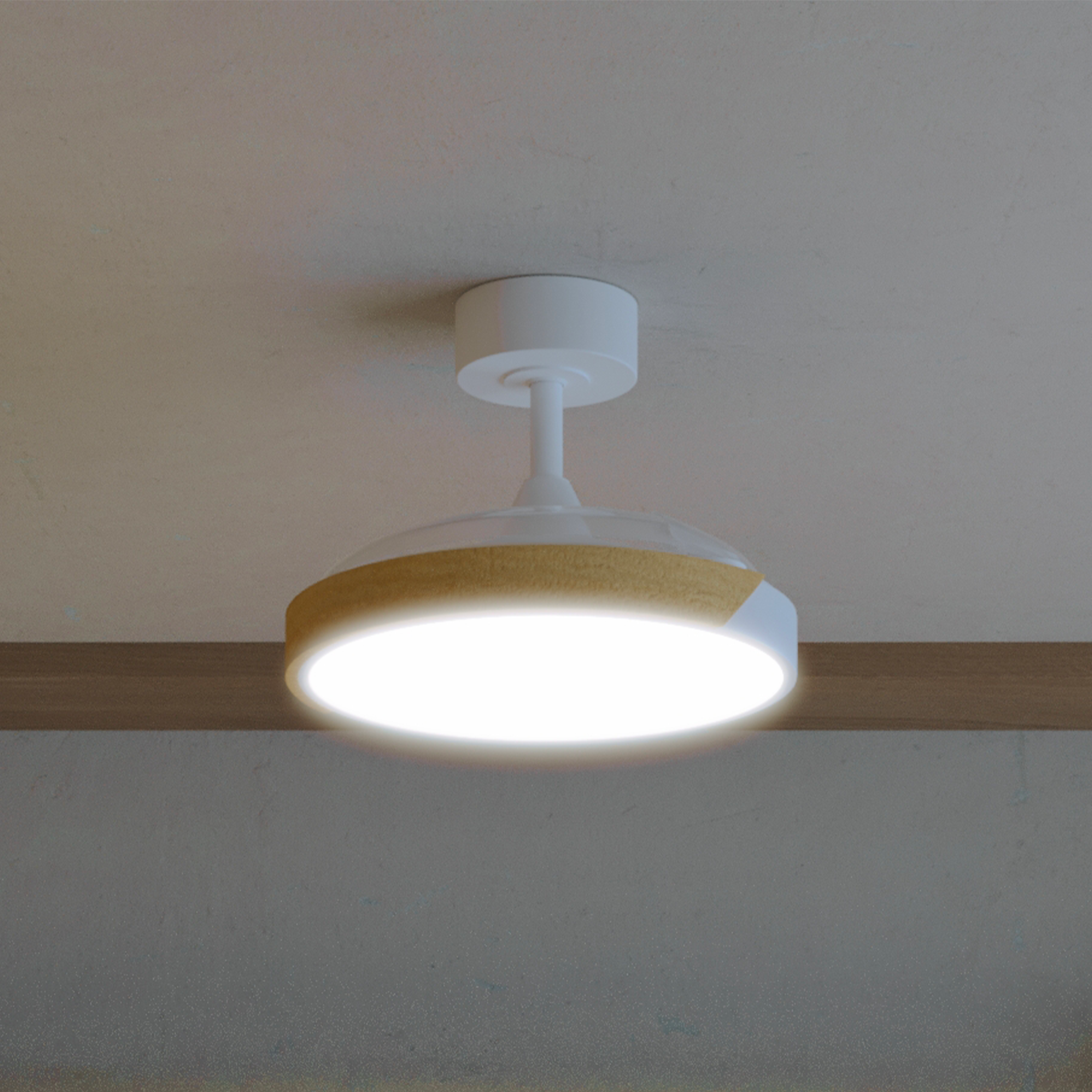 Ventoinha de teto com lâmpada silenciosa 3 pás motor DC D91 3500 Lm branco madeira Furtuna Inspire
 - 19