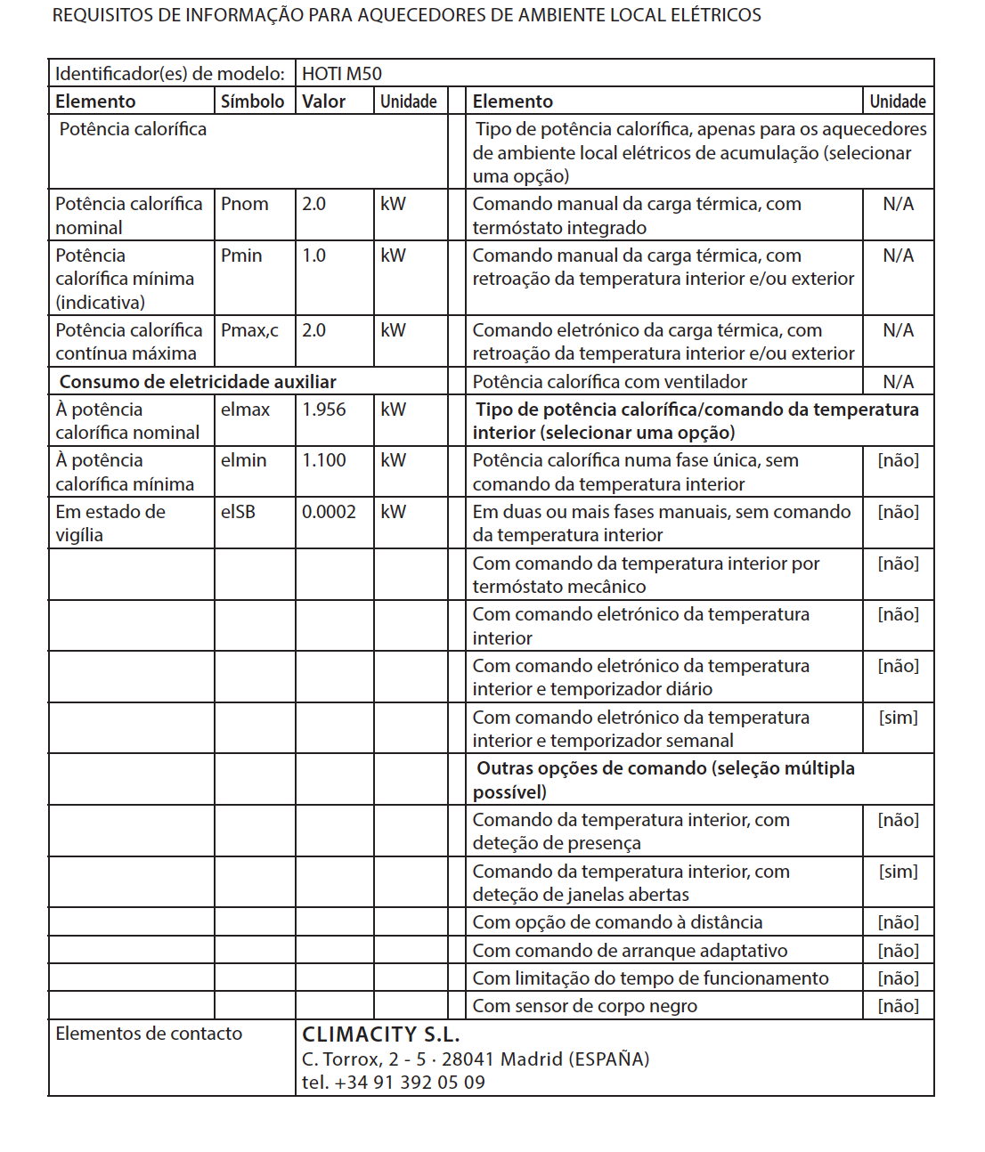 Aquecedor cerâmico PAREDE HOTI M50 - 14