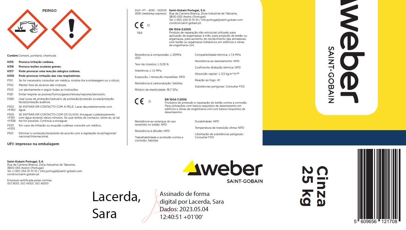 Argamassa de reparação estrutural WEBERREP EXPRESS - 2