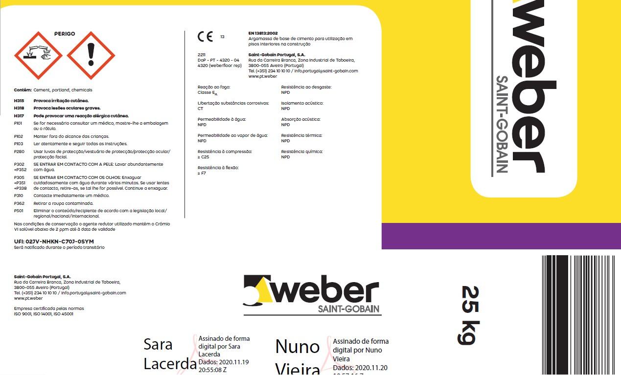 Argamassa de reparação de pavimento WEBERFLOOR REP - 3