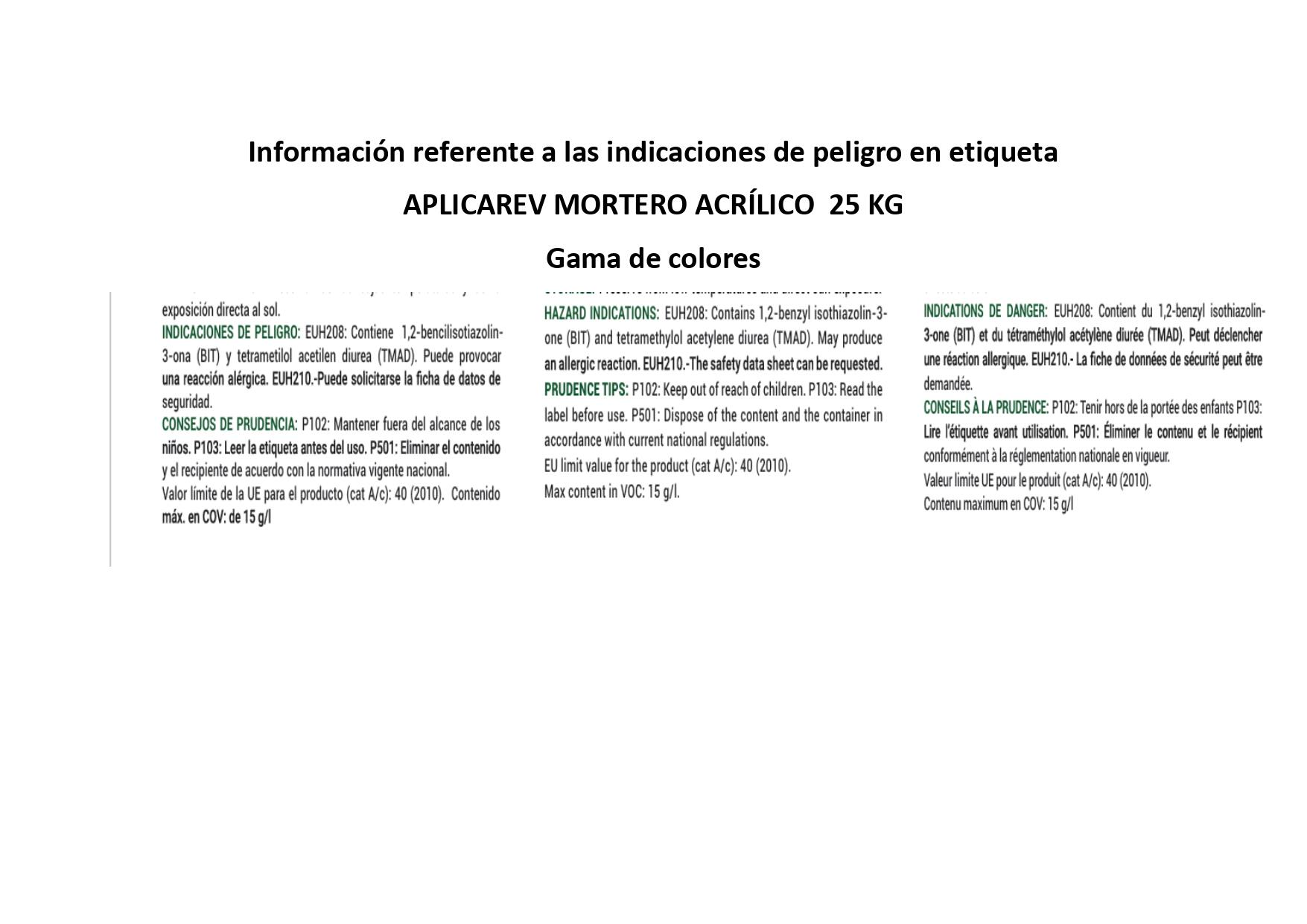 MORTERO ACRÍLICO APLICA REV 25 KG BLANCO - 2