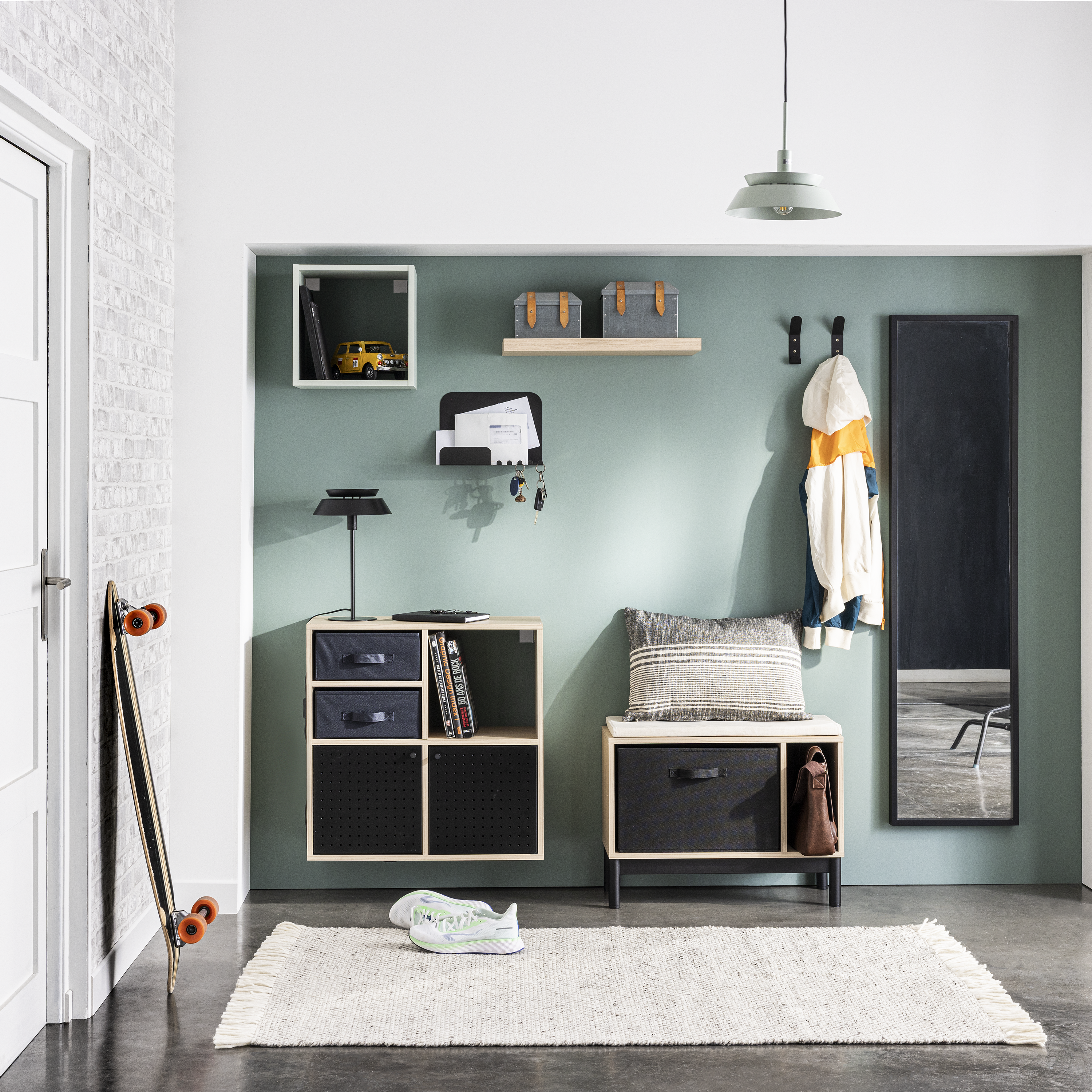 Estante de pared de madera mdf Spaceo rectagular  color roble 60x23.5 cm - 2