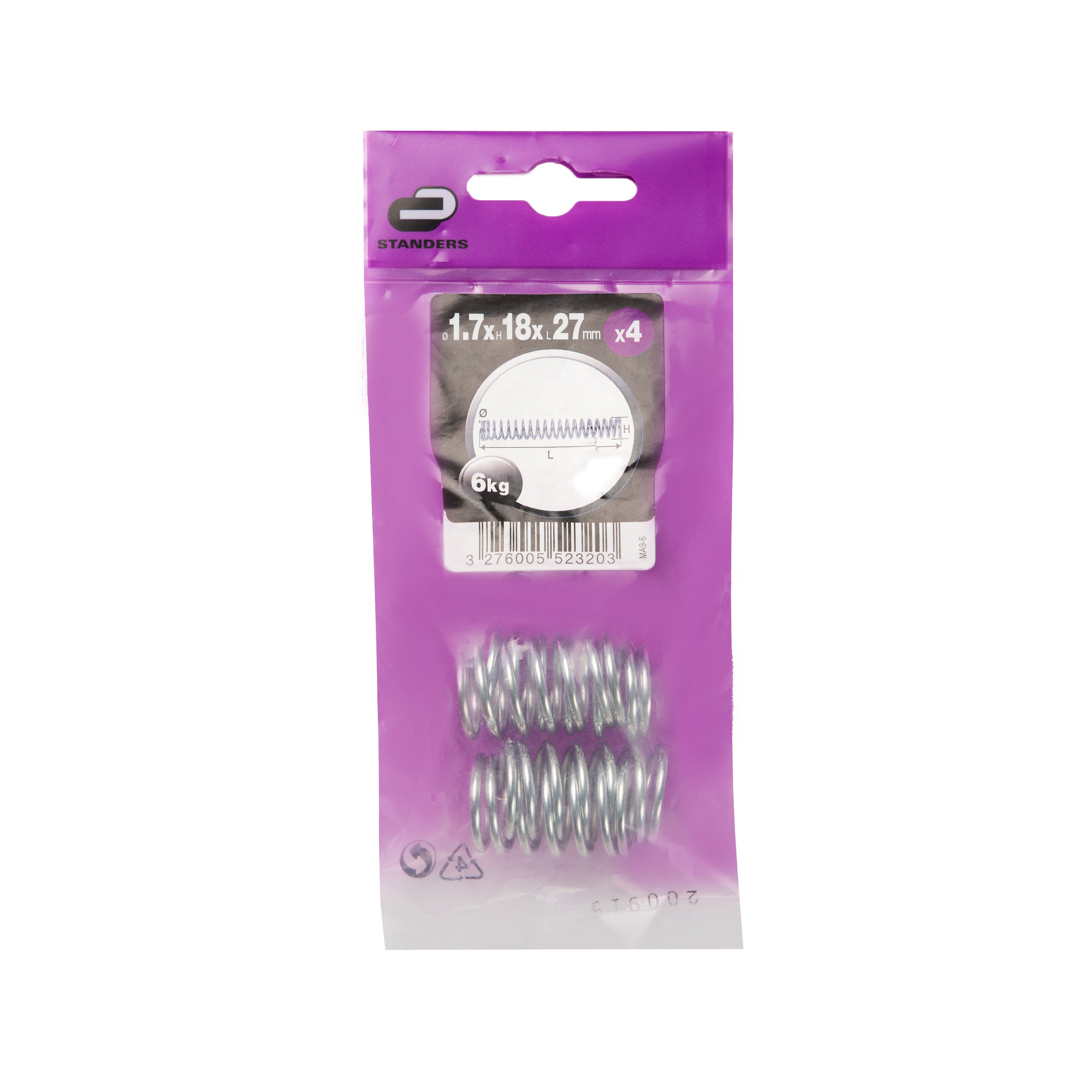 Molla di compressione STANDERS MA9-6X in acciaio zincato Ø 1.7 x 27 mm, 4 pezzi - 3