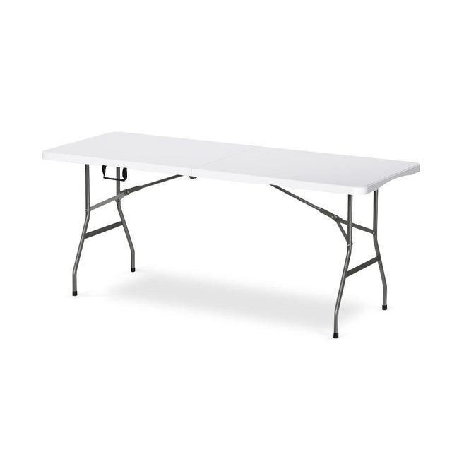 Tavolo da picnic pieghevole Plastik in ferro con piano in polietilene bianco 180x70cm