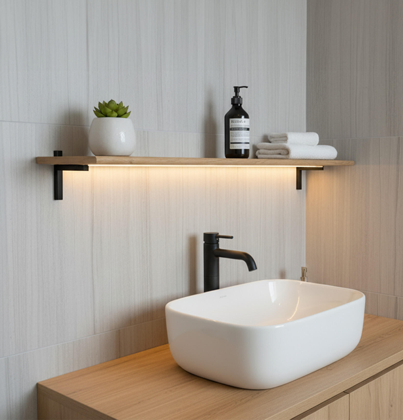 Etagère murale Joker chêne sonoma brut, L.60 x P.18 cm, Ep.18 mm - 2