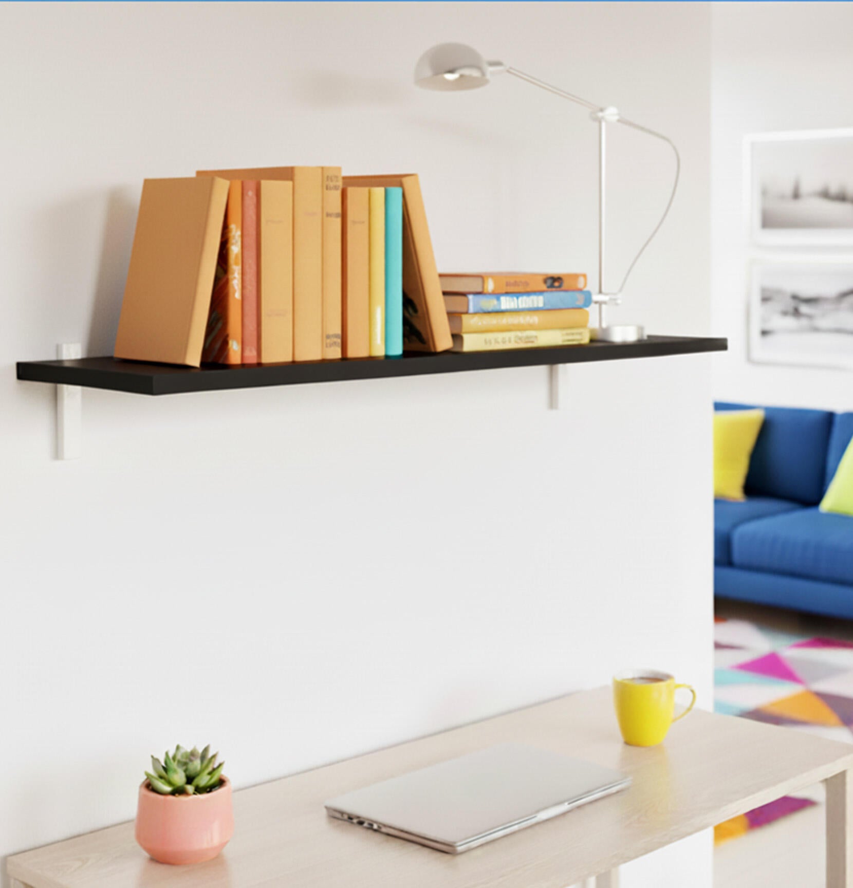 Etagère murale Chany noir mat, L.60 x P.15 cm, Ep.18 mm - 2