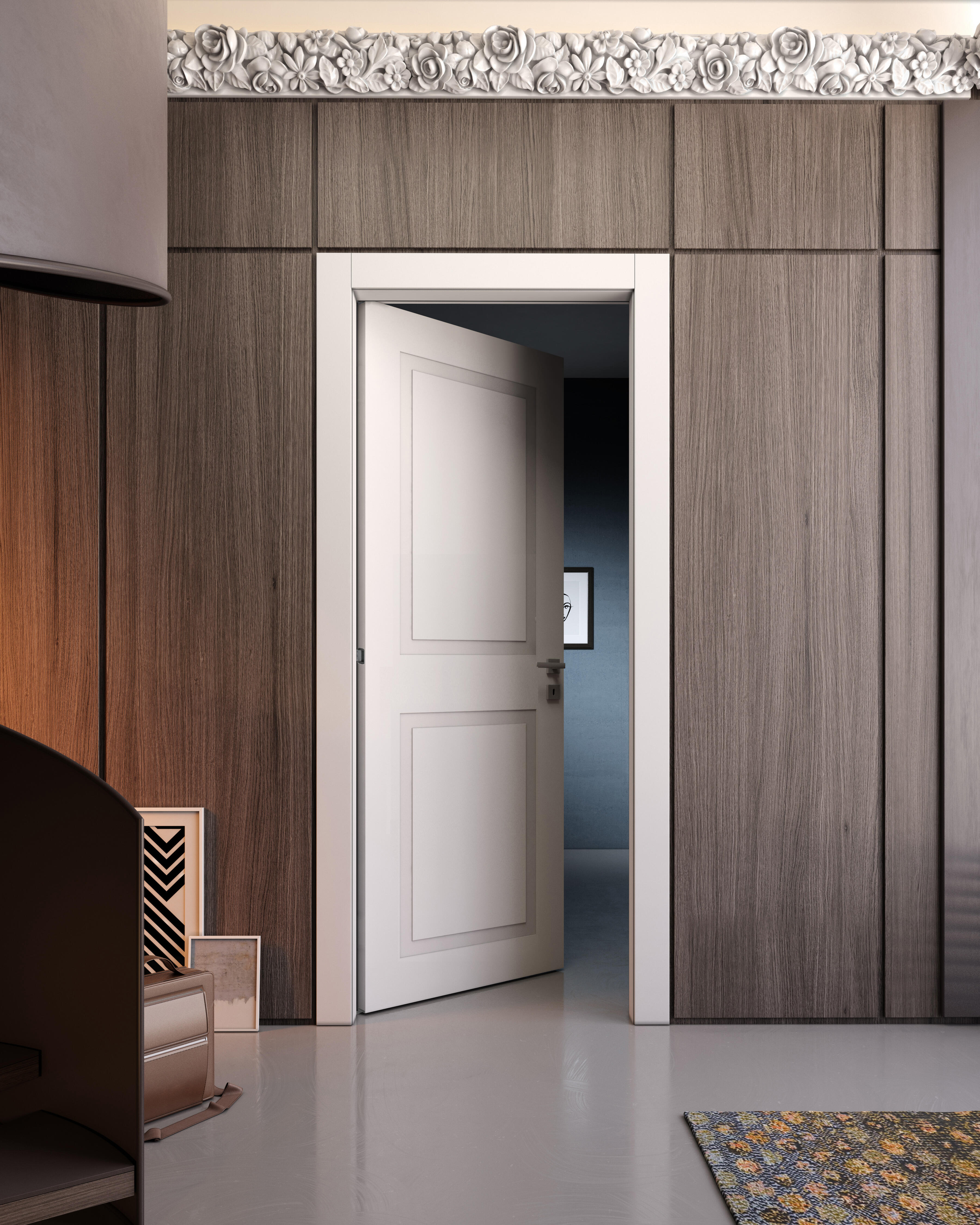 Porta interna a battente Monaco in legno colore bianco, L 80 x H 210 cm, apertura reversibile - 2