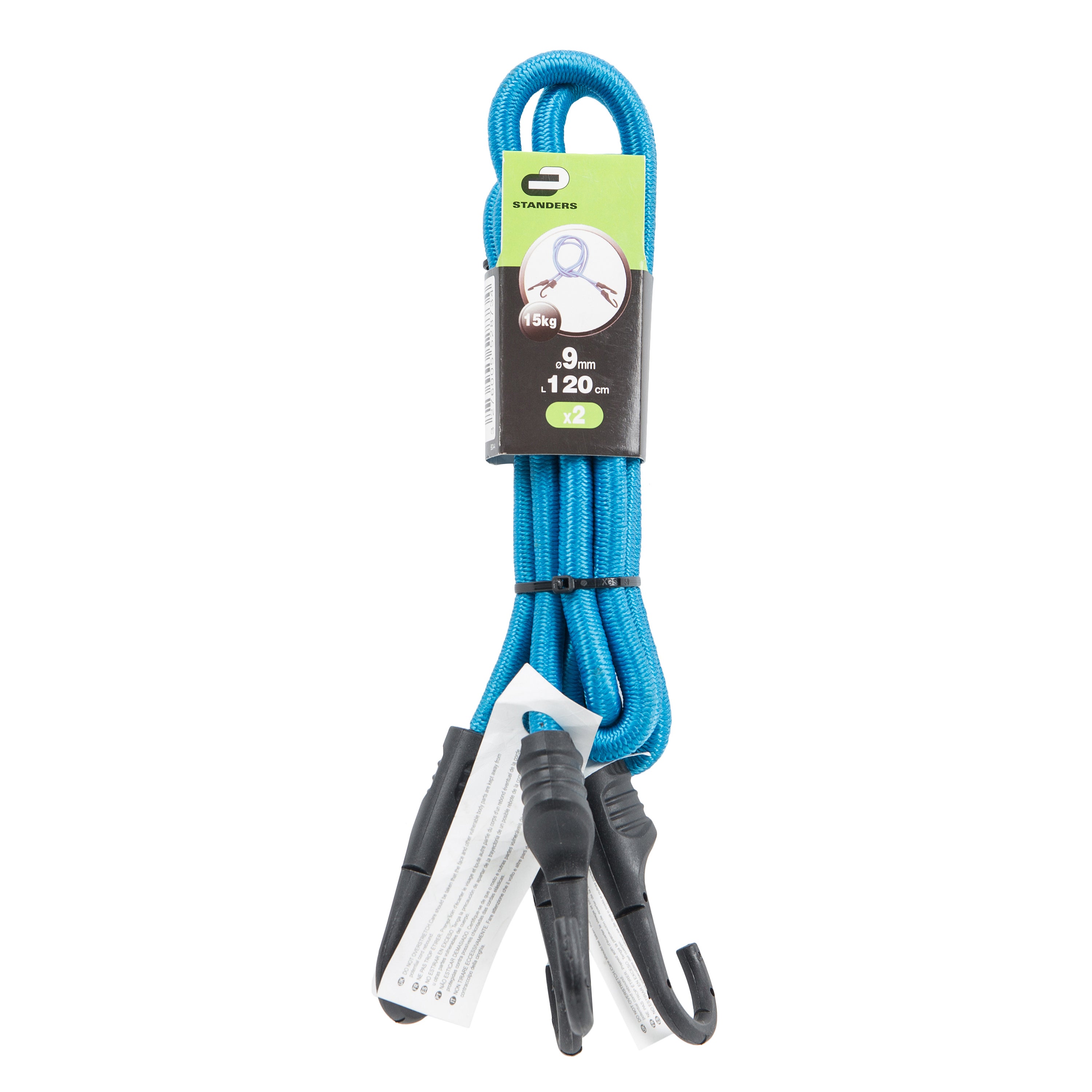 2 Cabos elásticos com gancho azul 9 mm 1,2 metros Standers - 4
