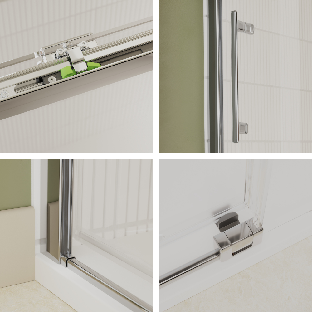 Porta de duche correr 1 porta 1 fixa 160 x 195 cm serigrafado cromado Sensea Remix - 5