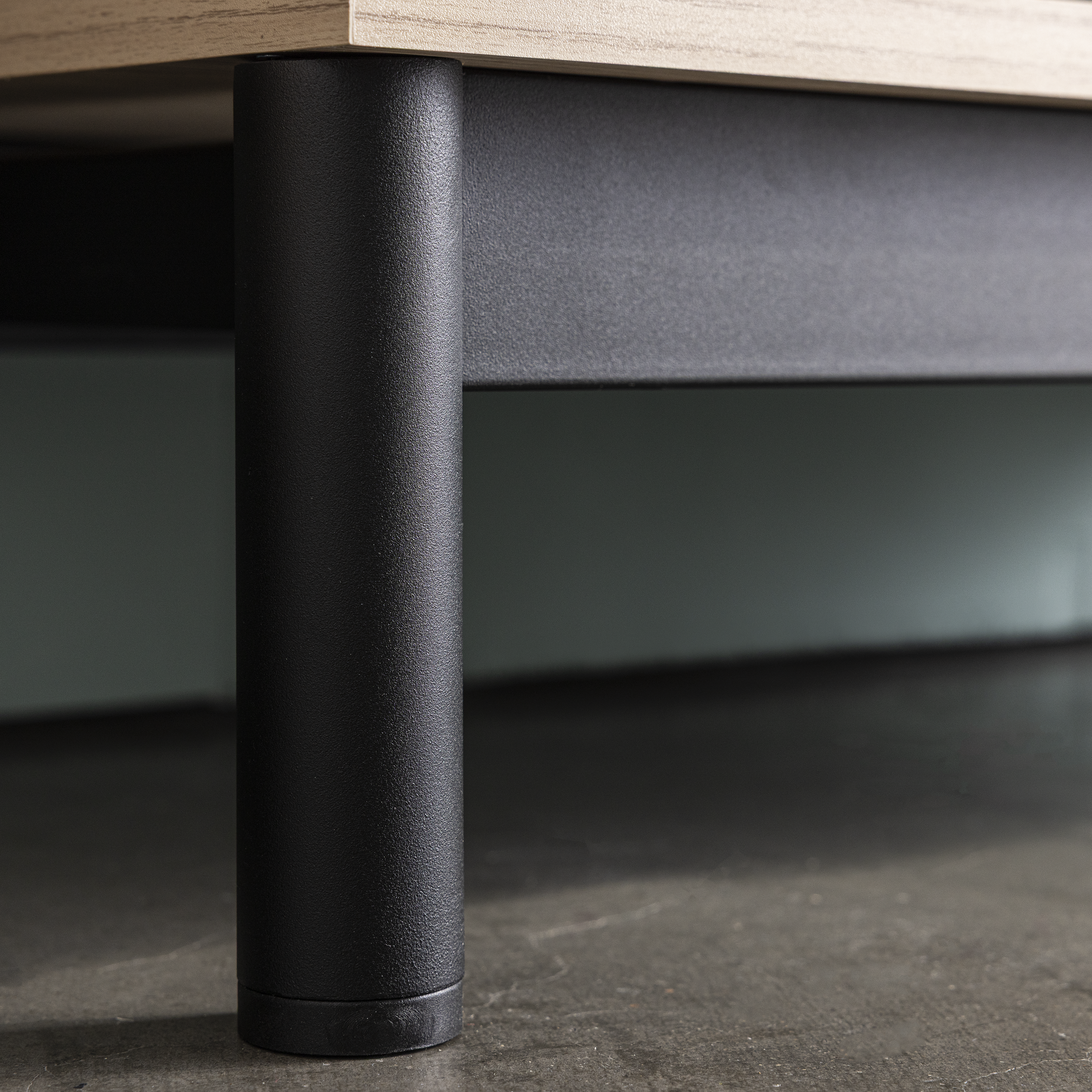 Pied plateforme de meuble STANDERS cylindrique, acier noir Ht. max 15.5 x l.70cm - 4