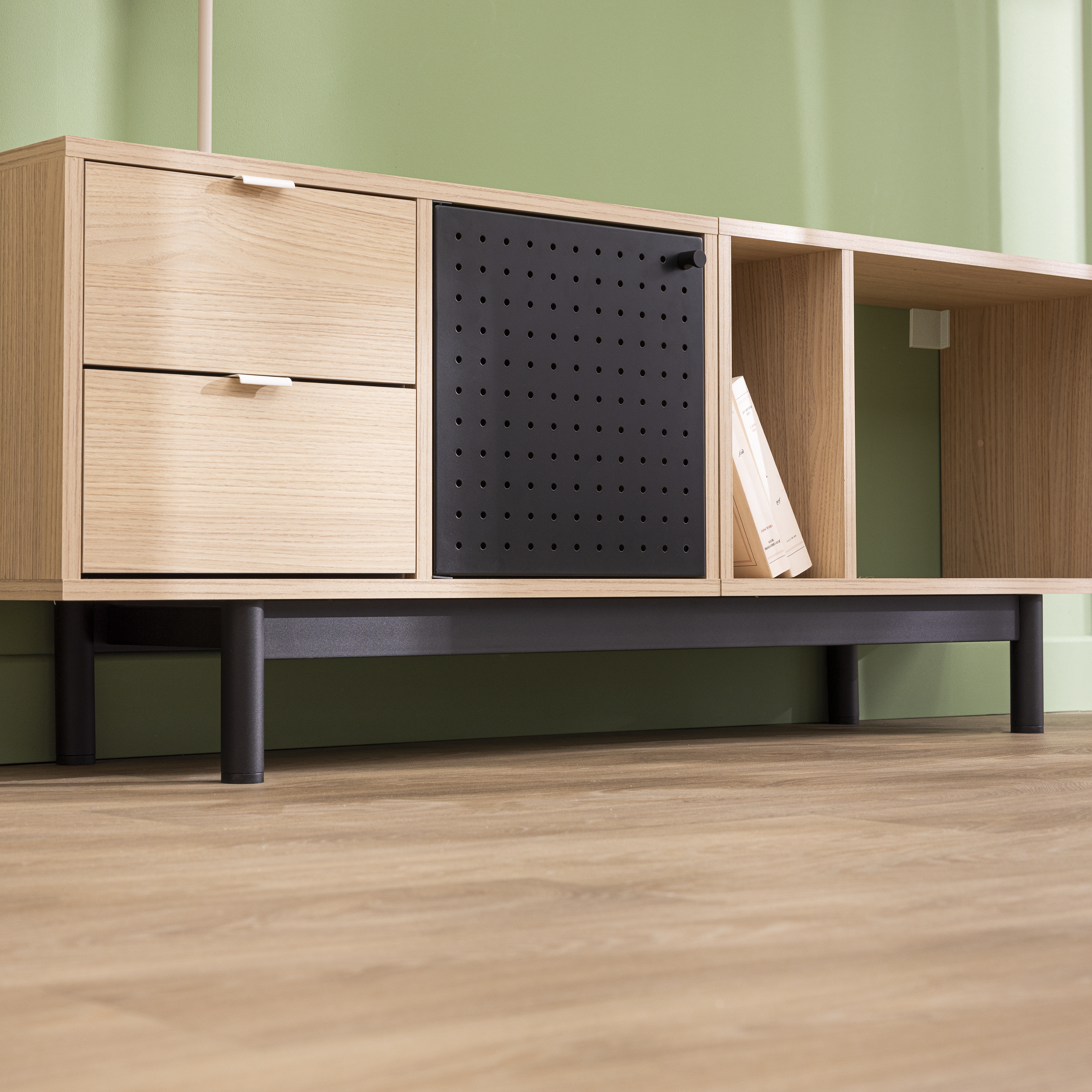 Pied plateforme de meuble STANDERS cylindrique acier noir Ht maxi 15.5xl.104.5cm - 2