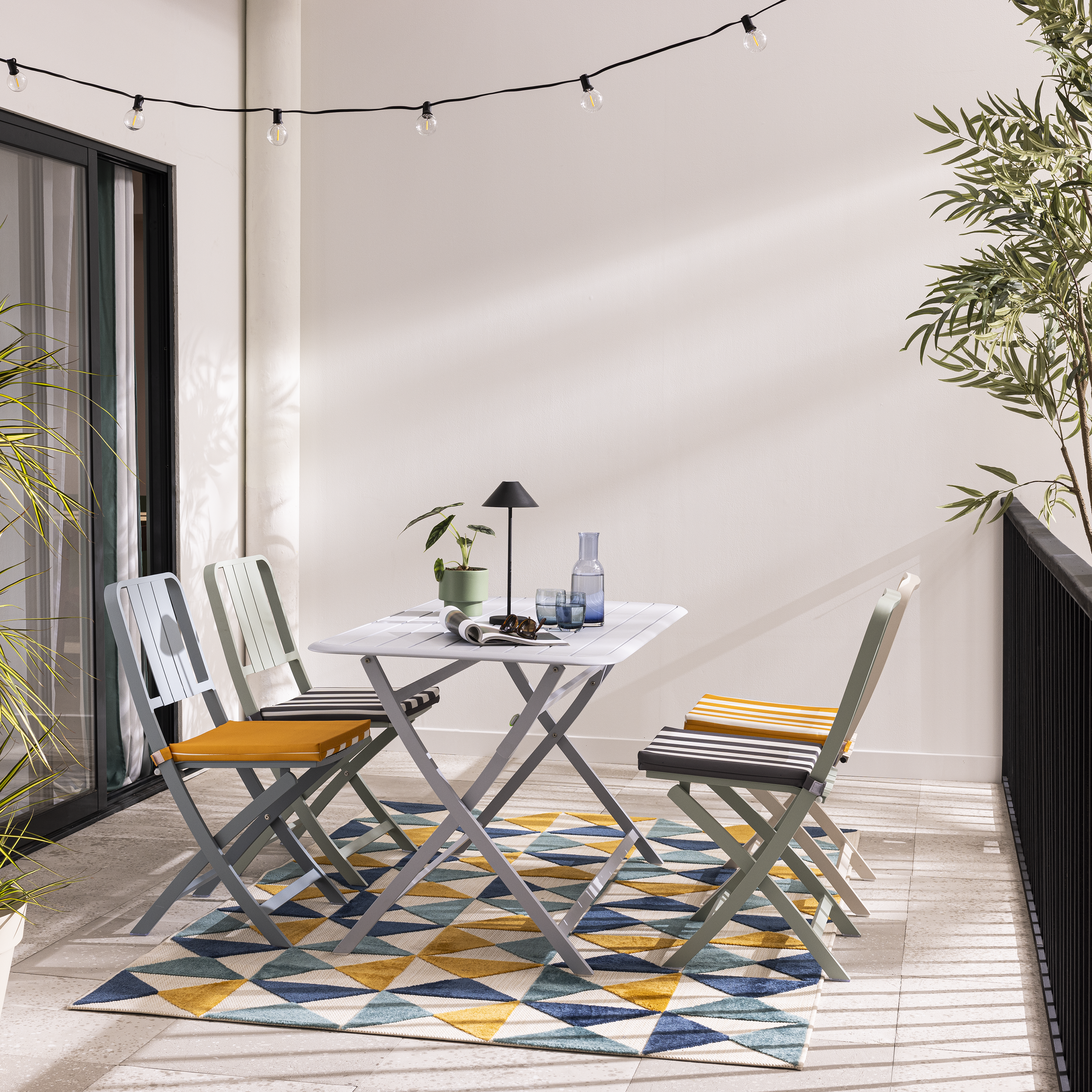 Sedia da giardino pieghevole in alluminio Idaho NATERIAL, seduta in alluminio azzurro - 2