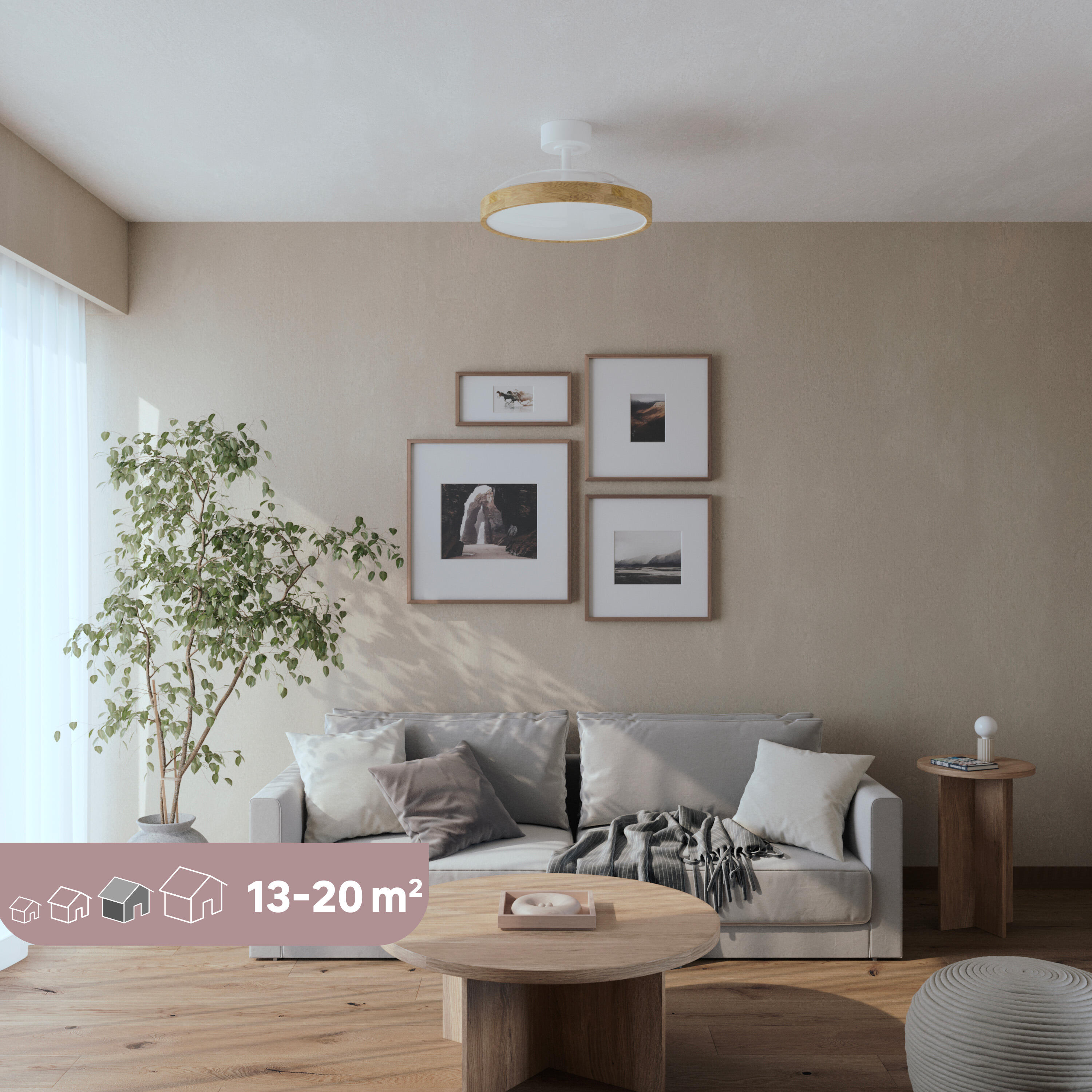 Lampowentylator Valam z wysuwanymi łopatkami z pilotem LED 4500 lm 25W biało-drewniany Inspire - 13