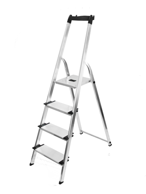Escabeau 4 Marches BM TOOLS BMT-ESC4-ACIER - Hauteur Travail 95 Cm, Anti-dérapant, Pliant Et Léger