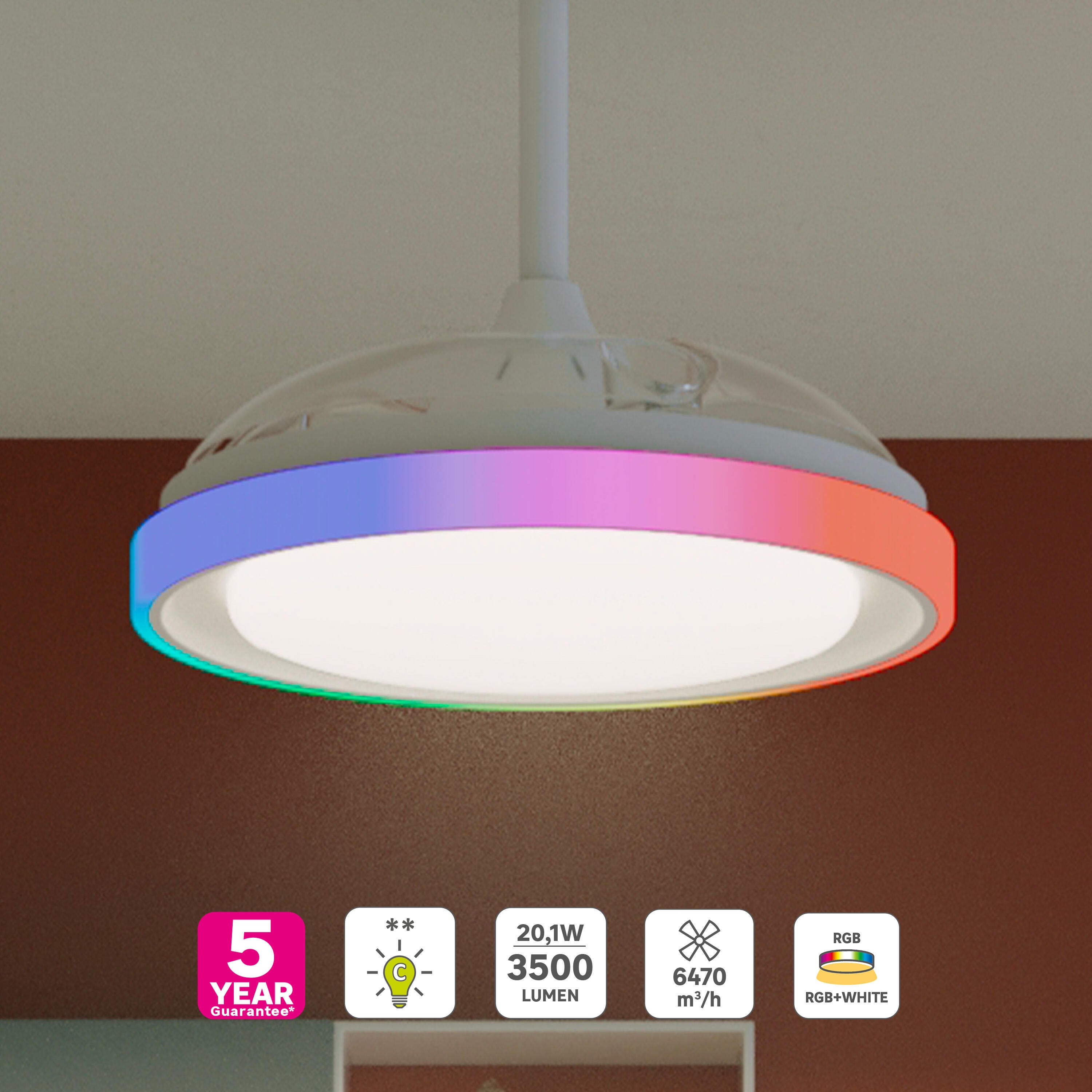Ventilateur de plafond LED, Blossom S, 91 cm, INSPIRE, blanc - 3
