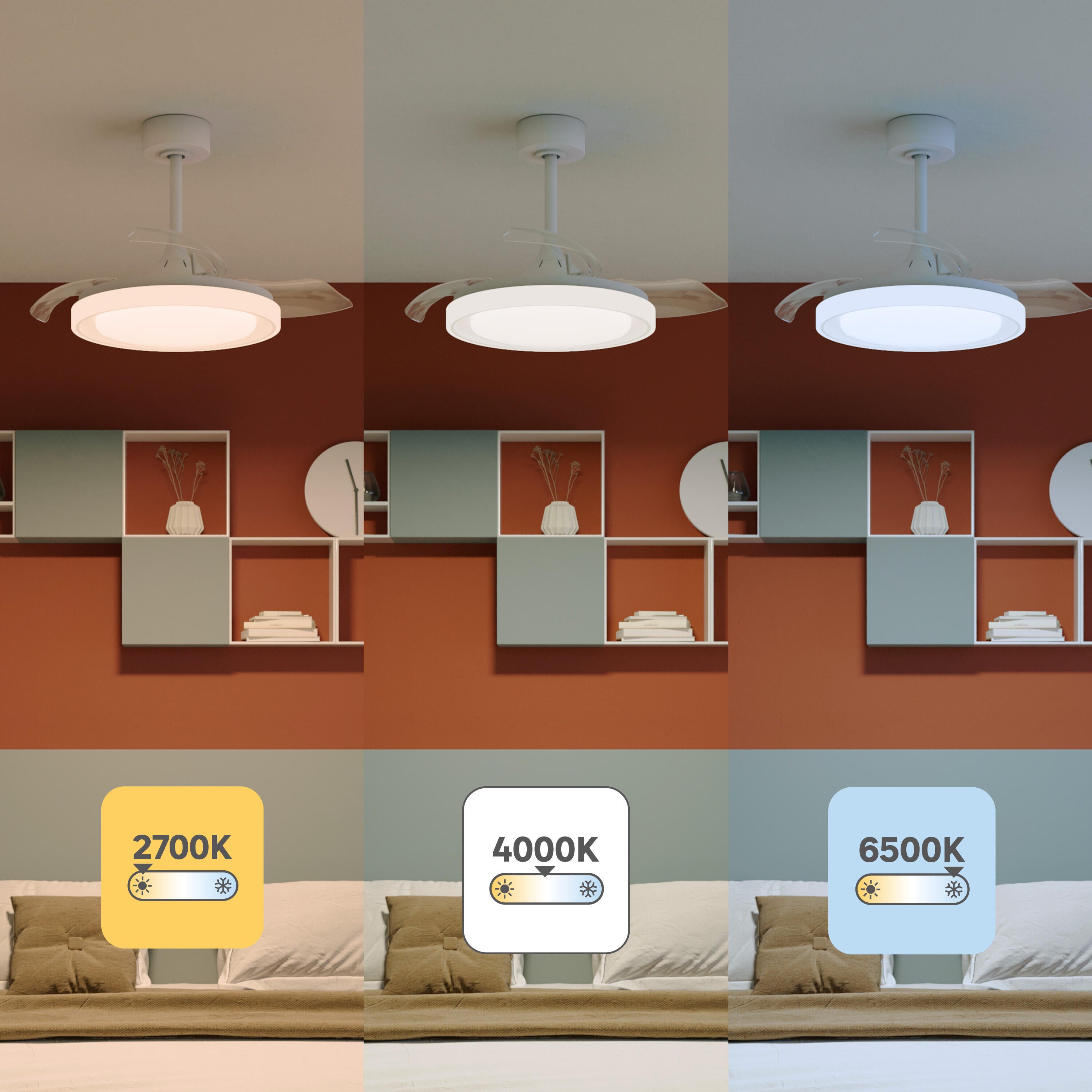 Ventilateur de plafond LED, Blossom S, 91 cm, INSPIRE, blanc - 6