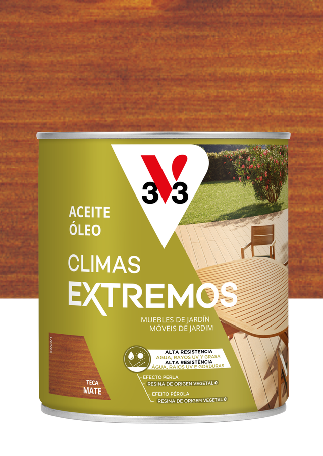 Aceite de teca color teca para mobiliario V33 mate 750 ml base agua