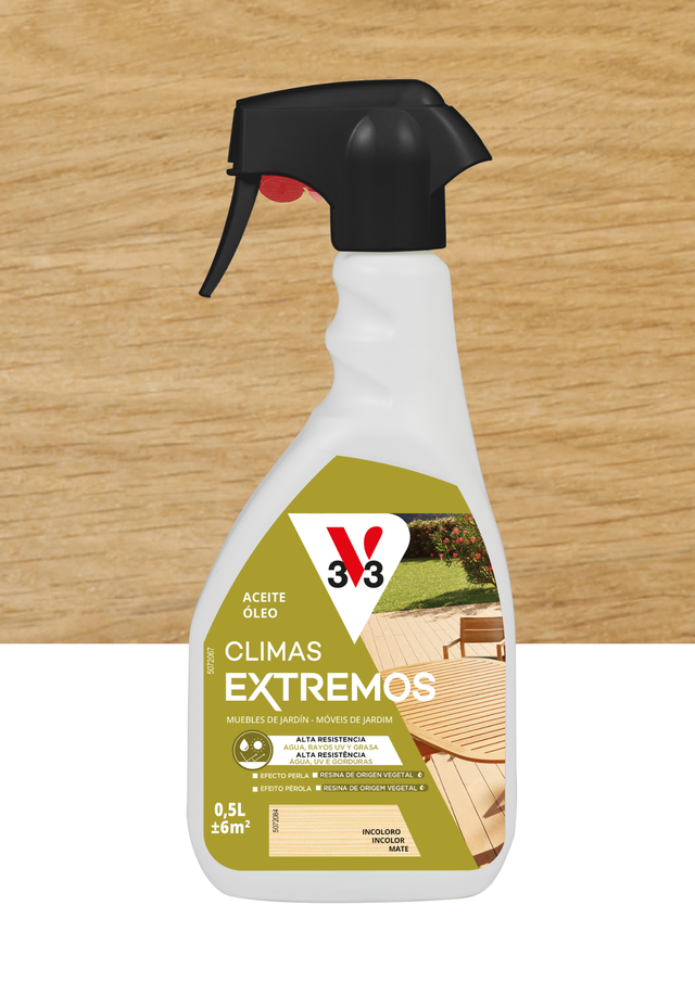Aceite de teca color incoloro para mobiliario V33 mate 500 ml base agua