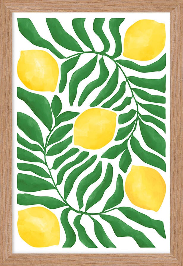 Gad Gonzalez Arte Y Decoración  Cuadro Pintura Impresa Enmarcada Comida Y Bebida Rectangular De 22 X 32 Cm. Plexiglás Lemon&Green Y Marco Color Roble Verde/Amarillo , Leroy Merlin