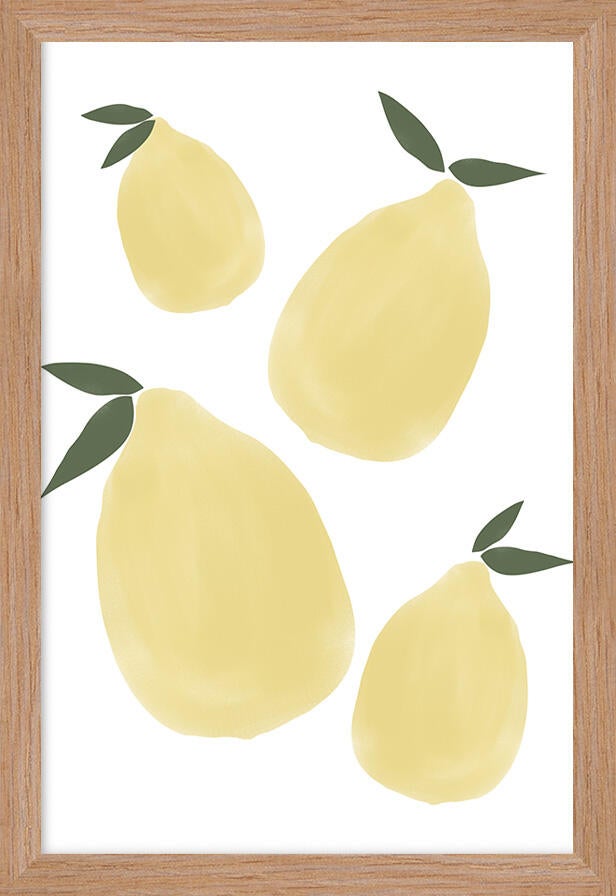 Gad Gonzalez Arte Y Decoración  Cuadro Pintura Impresa Enmarcada Comida Y Bebida Rectangular De 22 X 32 Cm. Plexiglás Lemon Fruit Marco Color Roble Amarillo , Leroy Merlin