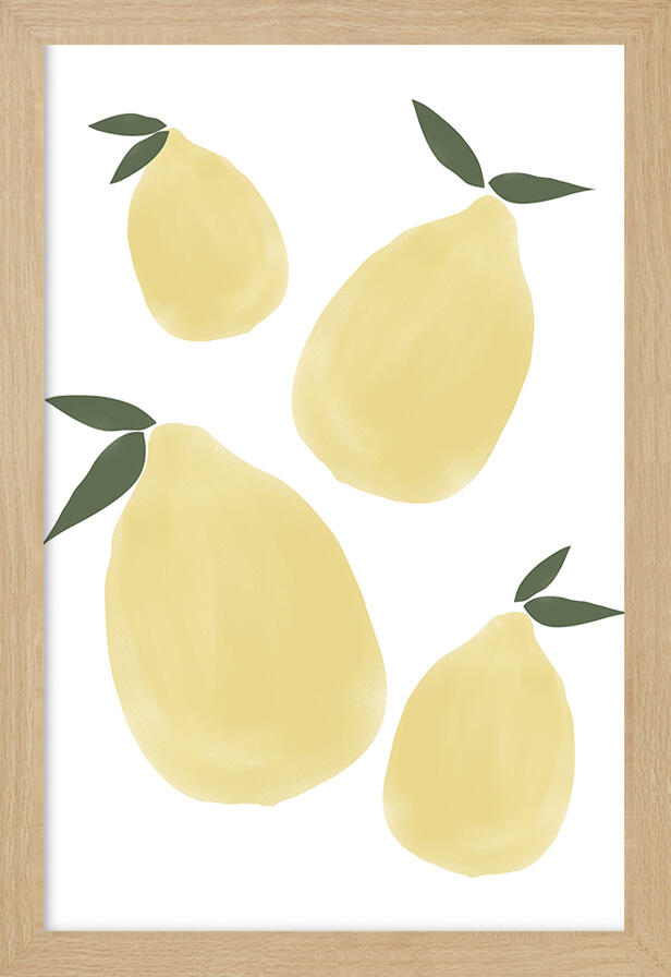 Gad Gonzalez Arte Y Decoración  Cuadro Pintura Impresa Enmarcada Comida Y Bebida Rectangular De 22 X 32 Cm. Plexiglás Lemon Fruit Marco Color Roble Amarillo , Leroy Merlin