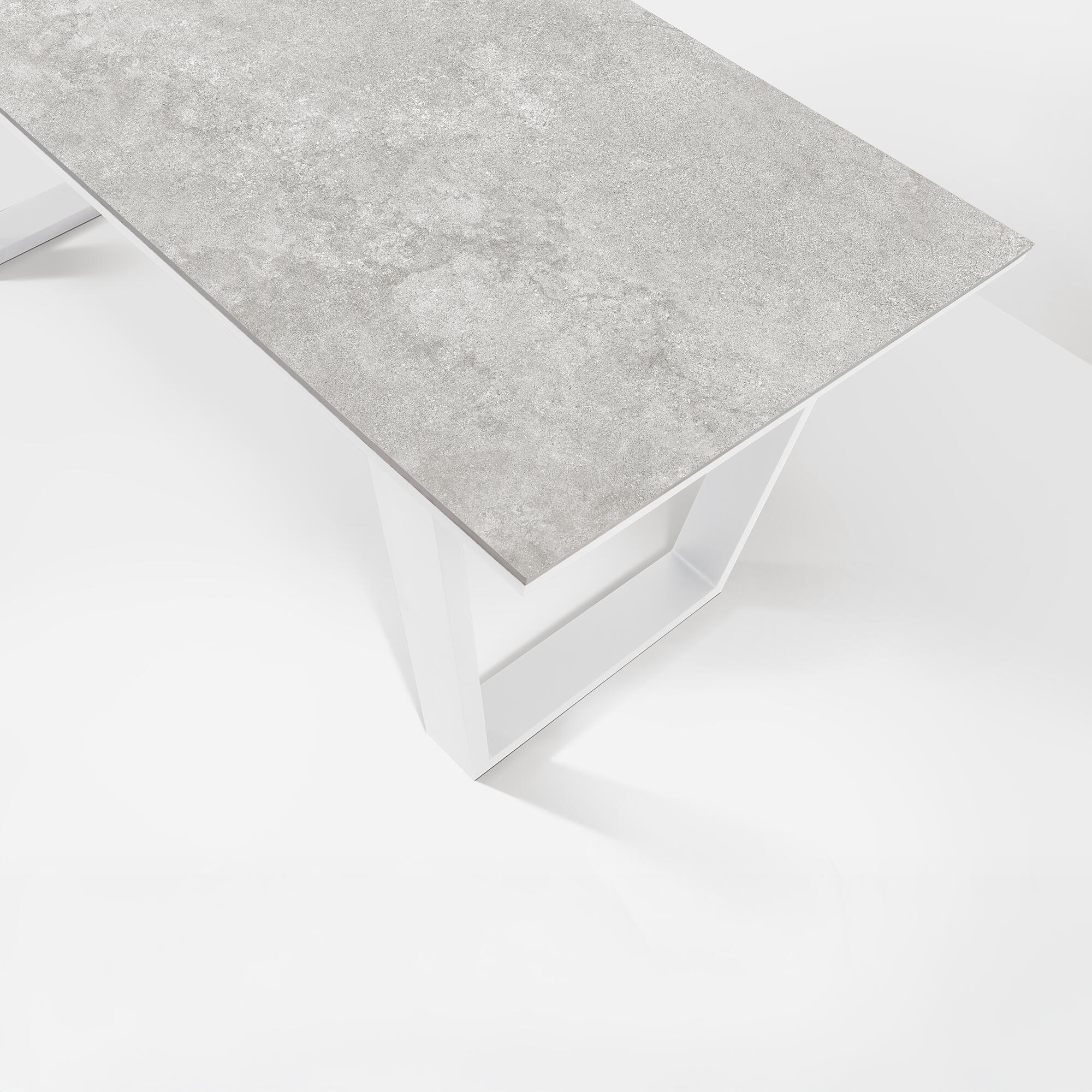 Mesa de jardín de aluminio y cerámica Guiza blanco de 90x73x180 cm - 11