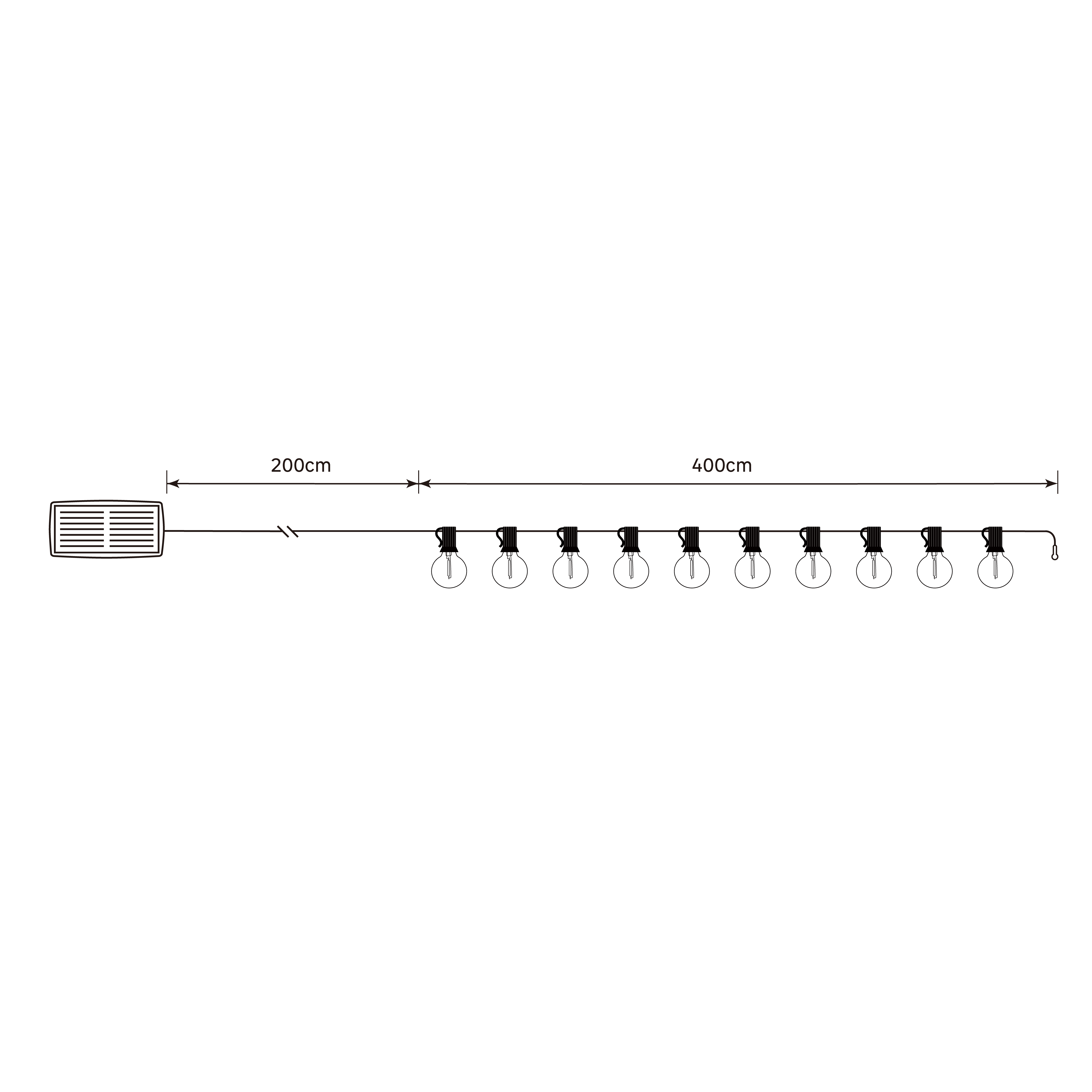 Guirlande solaire et rechargeable 6 mètres 10 ampoules blanc chaud, Elao INSPIRE - 10