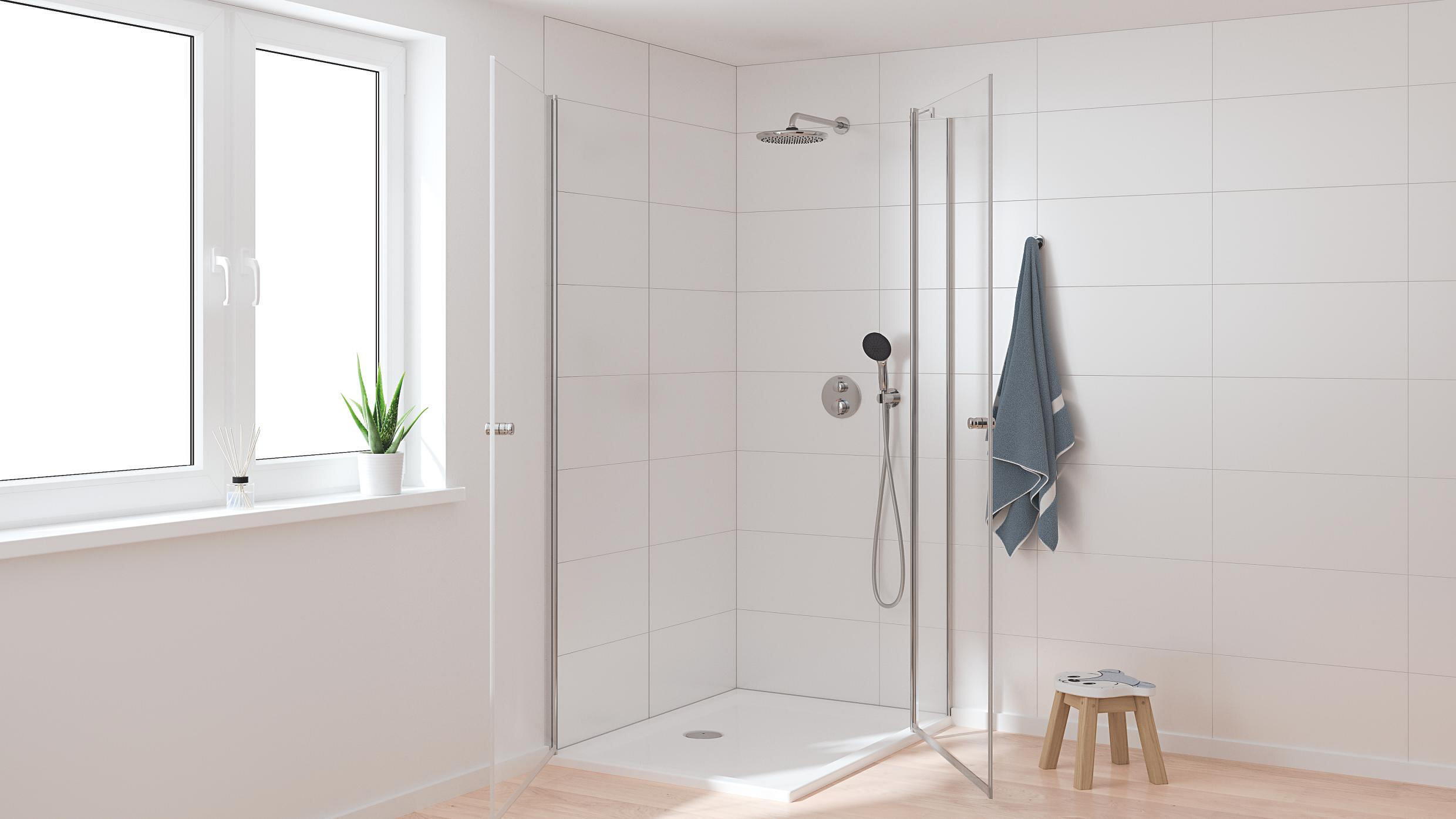 Colonne de douche encastrée mitigeur thermostatique chrome Vitalio start 250 GRO - 6