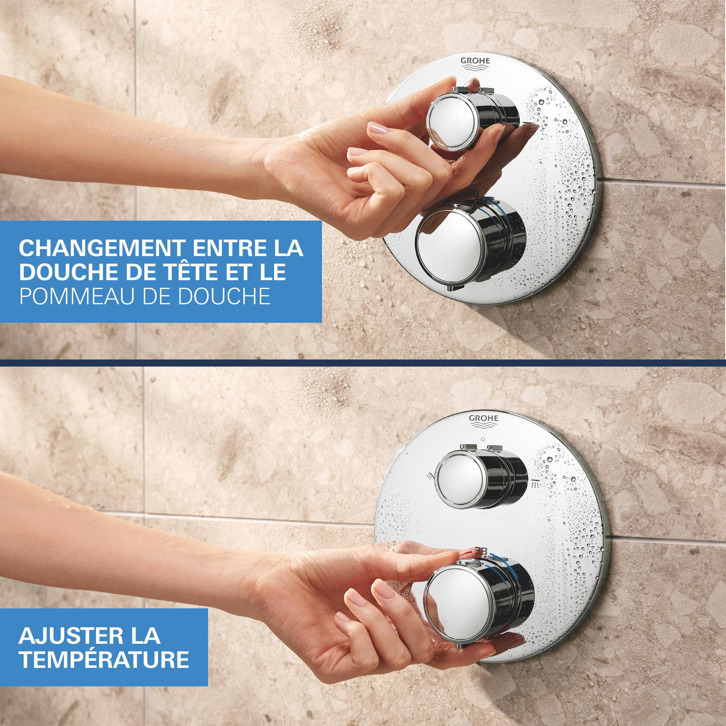 Colonne de douche encastrée mitigeur thermostatique chrome Vitalio start 250 GRO - 10