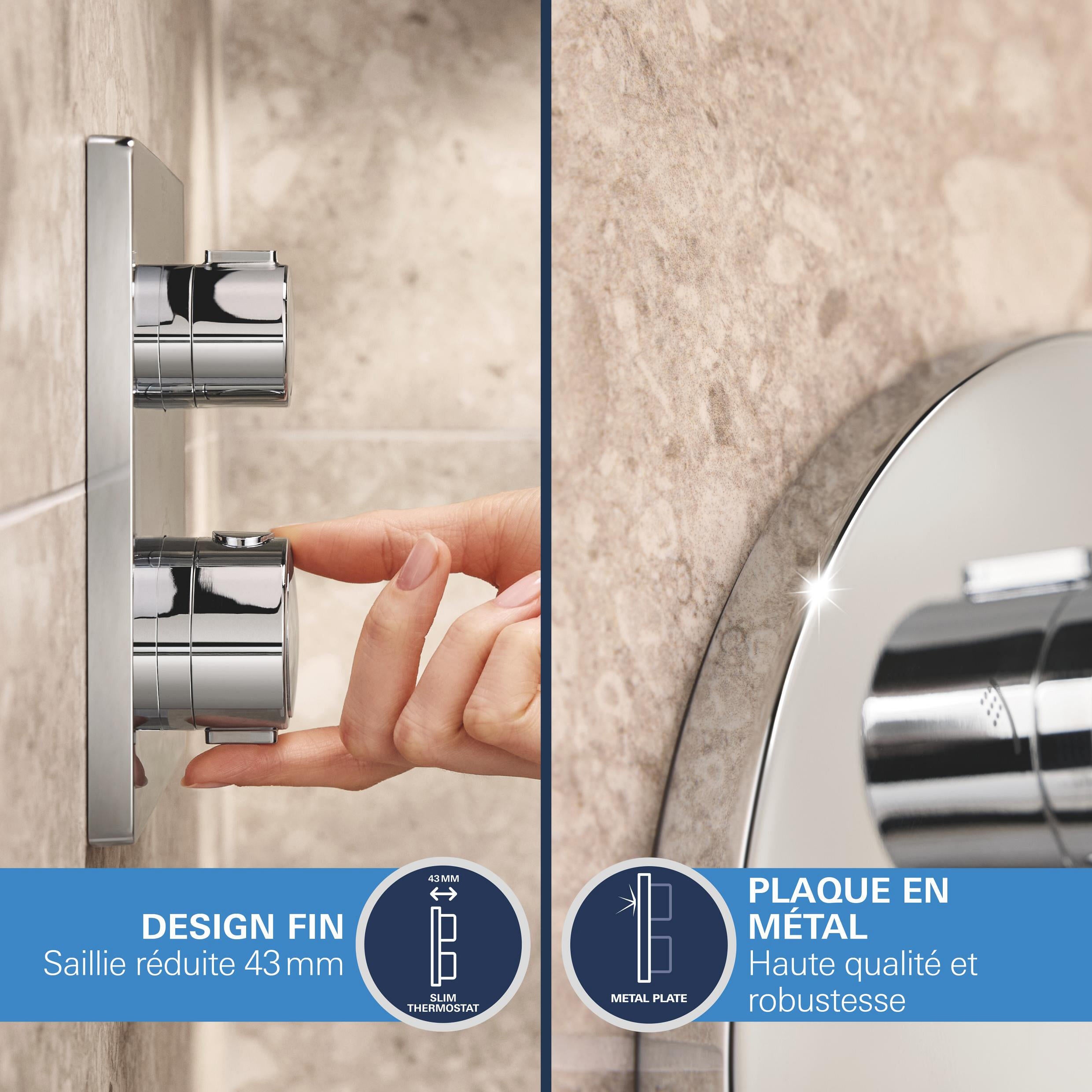 Colonne de douche encastrée mitigeur thermostatique chrome Vitalio start 250 GRO - 11