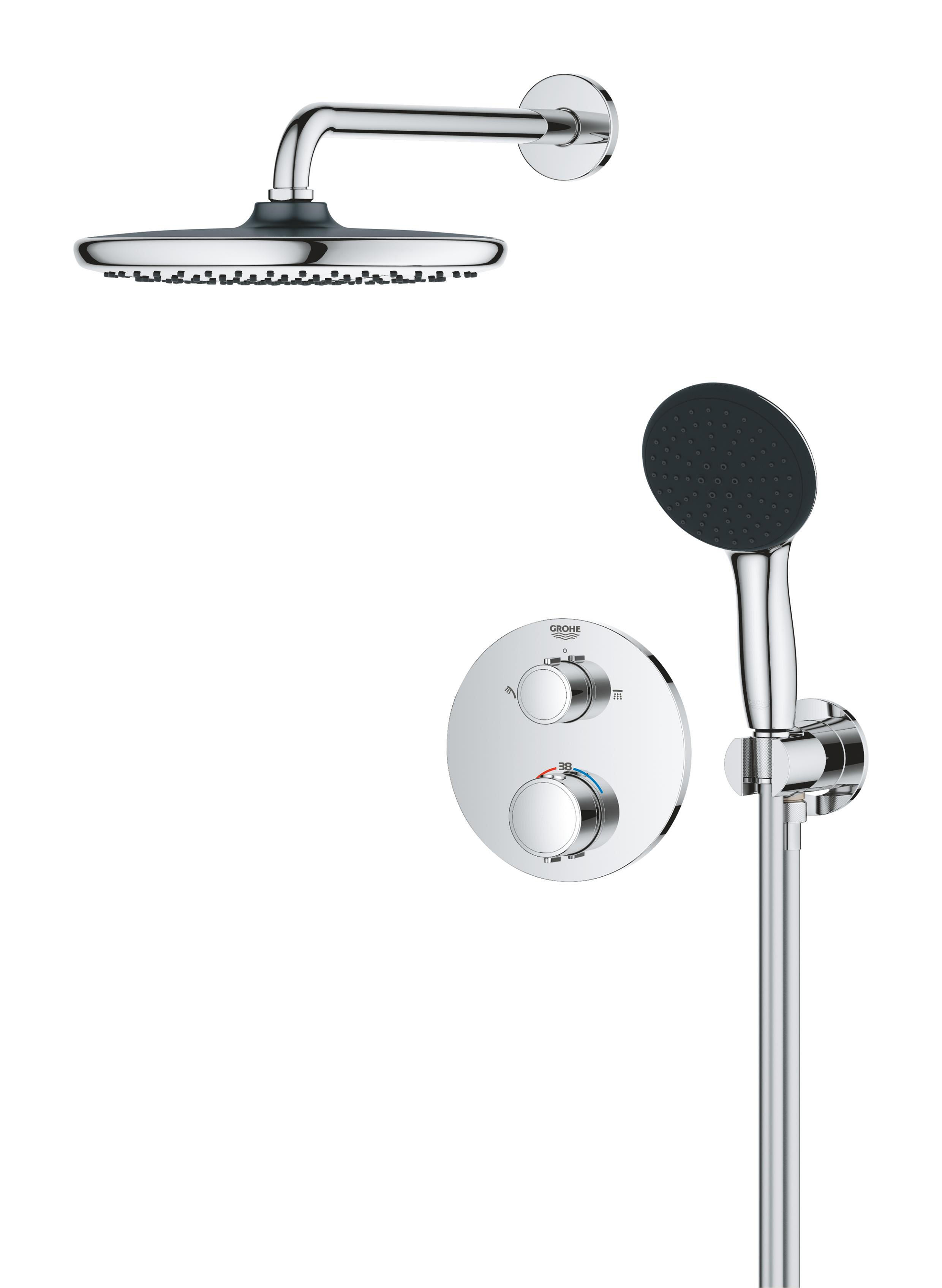Colonne de douche encastrée mitigeur thermostatique chrome Vitalio start 250 GRO - 3