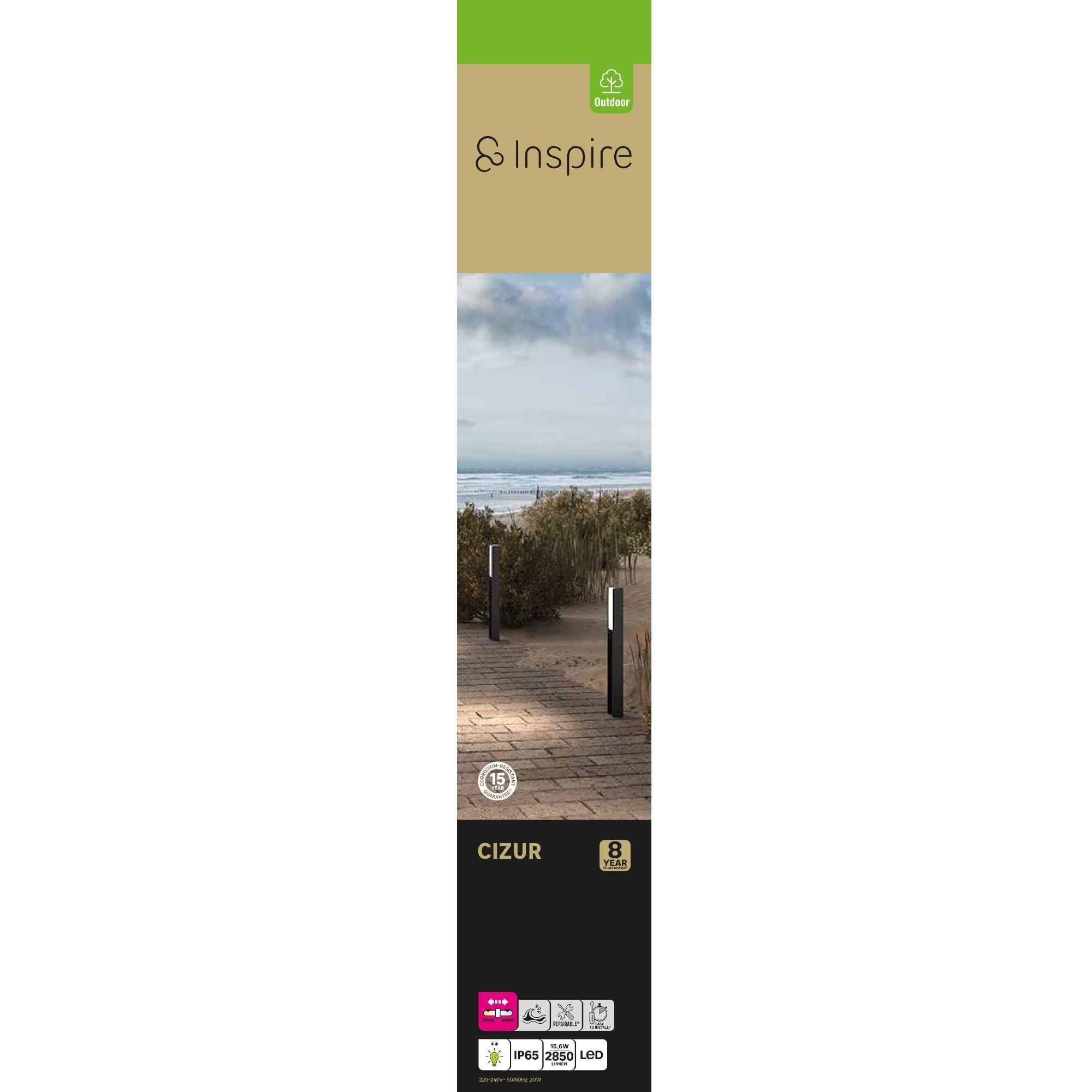 Baliza de jardín LED exterior CIZUR INSPIRE 65 cm 2850 lm negro resistencia IP65 - 5