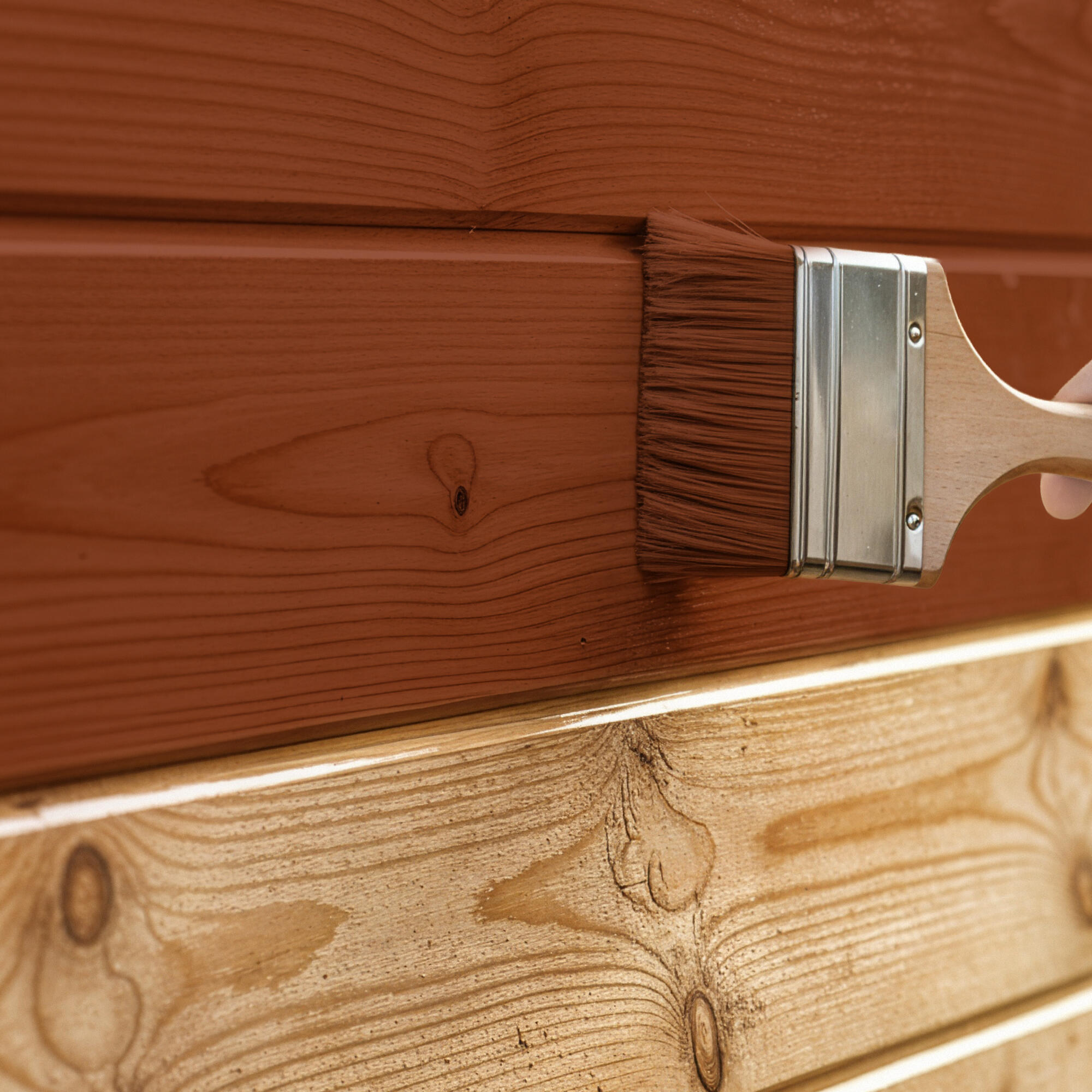 Protector madera exterior color teca para caseta de jardín, ventana, puerta, valla, persiana XYLAZEL satinado 2.5L base agua - 5