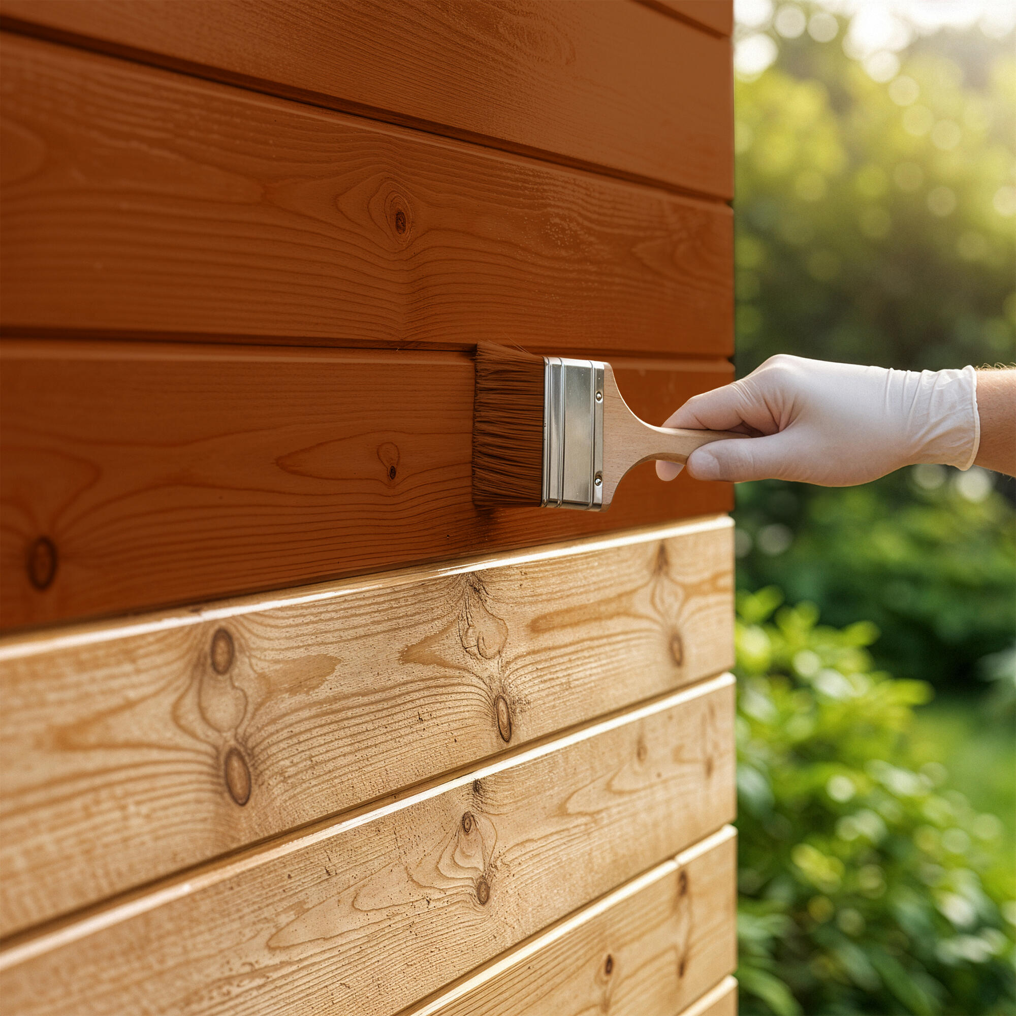 Protector madera exterior color teca para caseta de jardín, ventana, puerta, valla, persiana XYLADECOR mate 2.5L base agua - 4