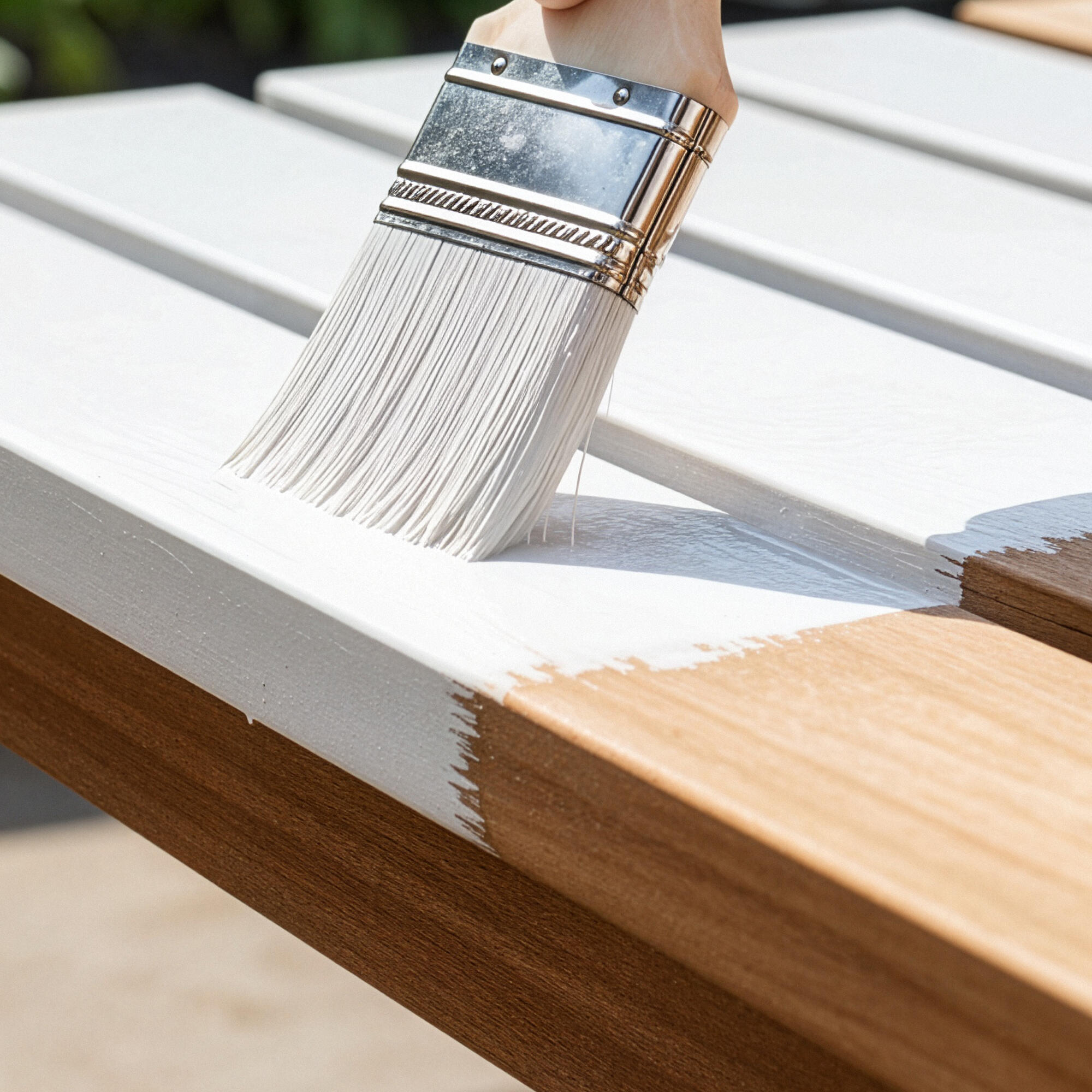Pintura exterior color blanco para madera, mdf, osb, valla, ventana, persiana, friso, cancela, mobiliario de jardín, puerta LUXENS satinado 2.5L base agua resistencia térmica microporosa - 5