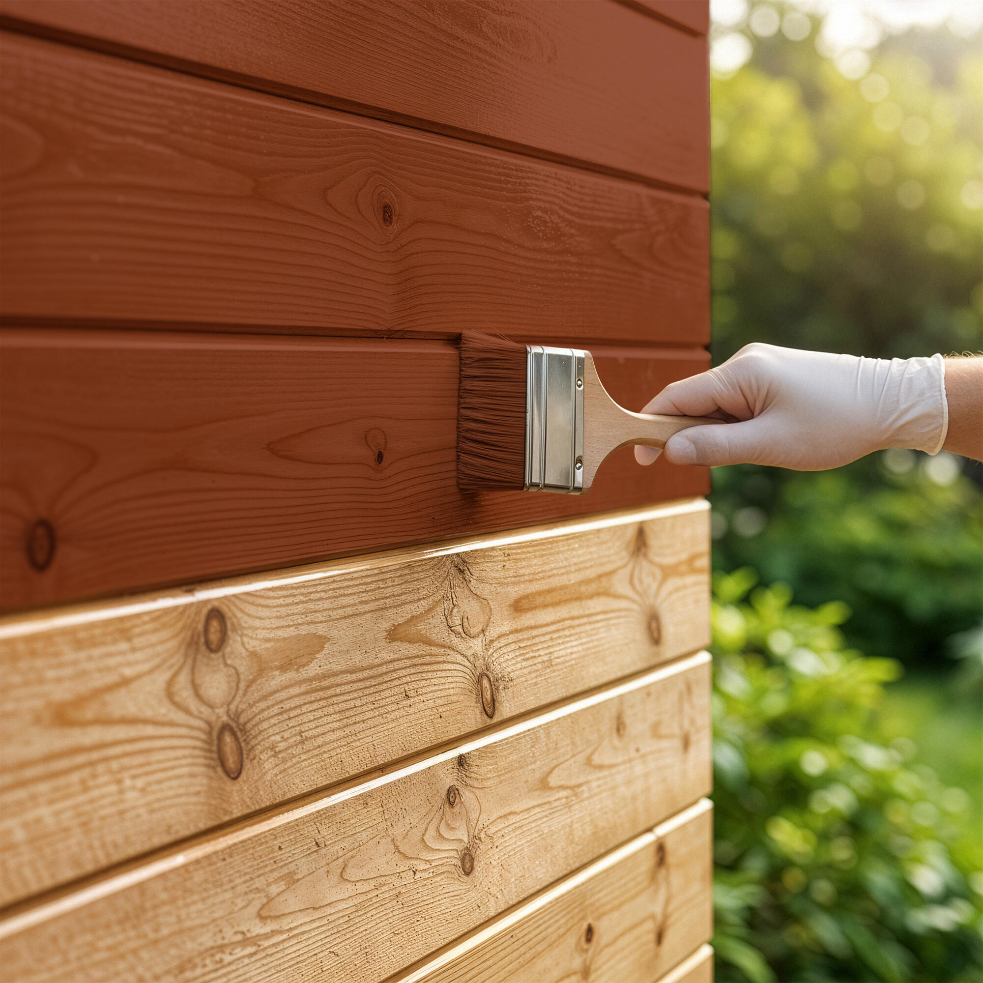 Protector madera exterior color teca para caseta de jardín, ventana, puerta, valla, persiana XYLAZEL satinado 2.5L base agua - 4