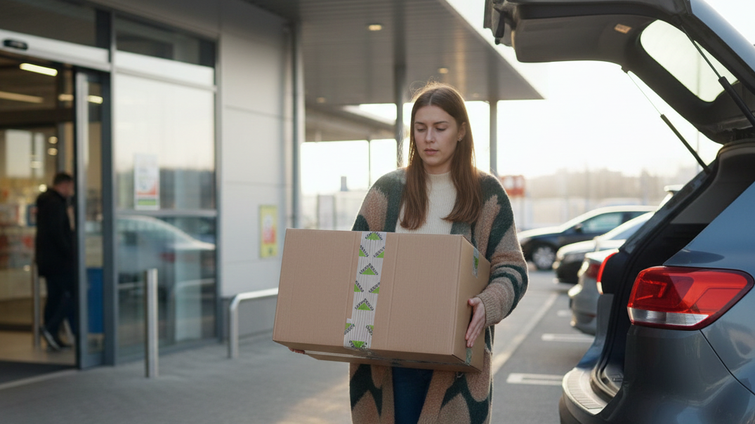 cliente a recolher uma encomenda de loja