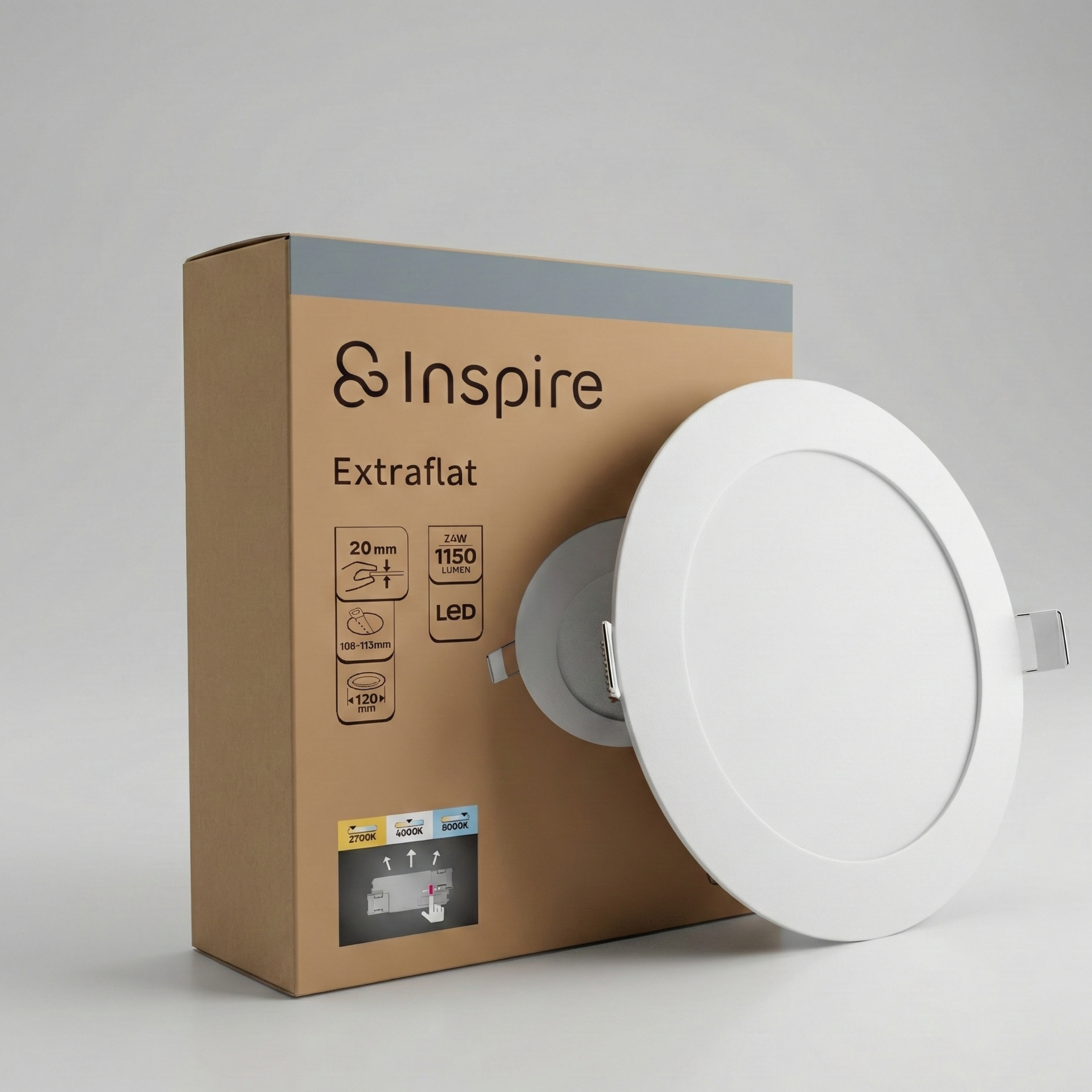 Downlight LED empotrable INSPIRE EXTRAFLAT blanco redondo ø12 cm 1150 lm 9 W 3 tonos de luz CCT (2700K-4000K-6000K) IP20 - Foco LED empotrado para techos - 6