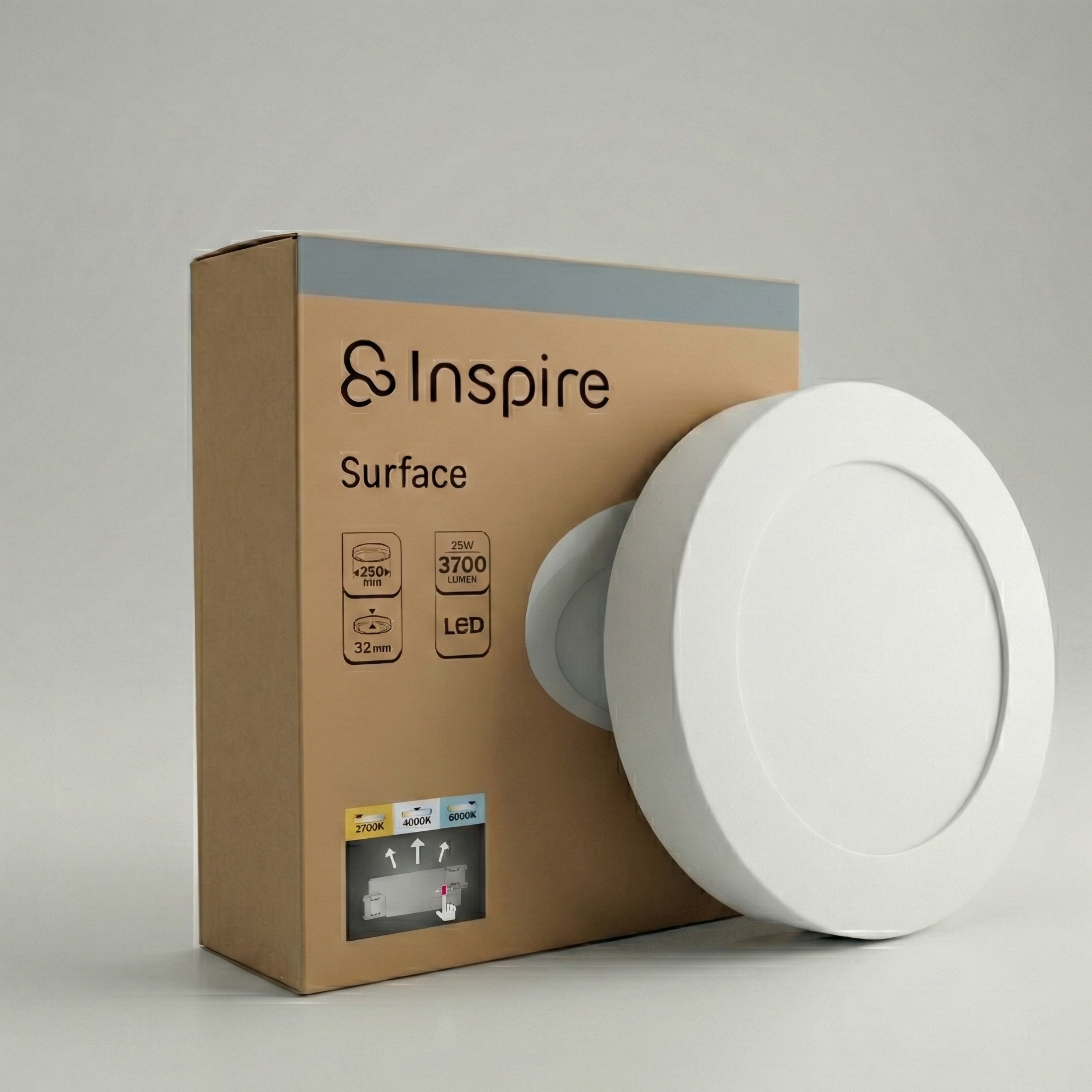 Spot à fixer LED Surface, D.30 cm, blanc chaud/neutre/froid, INSPIRE blanc - 6